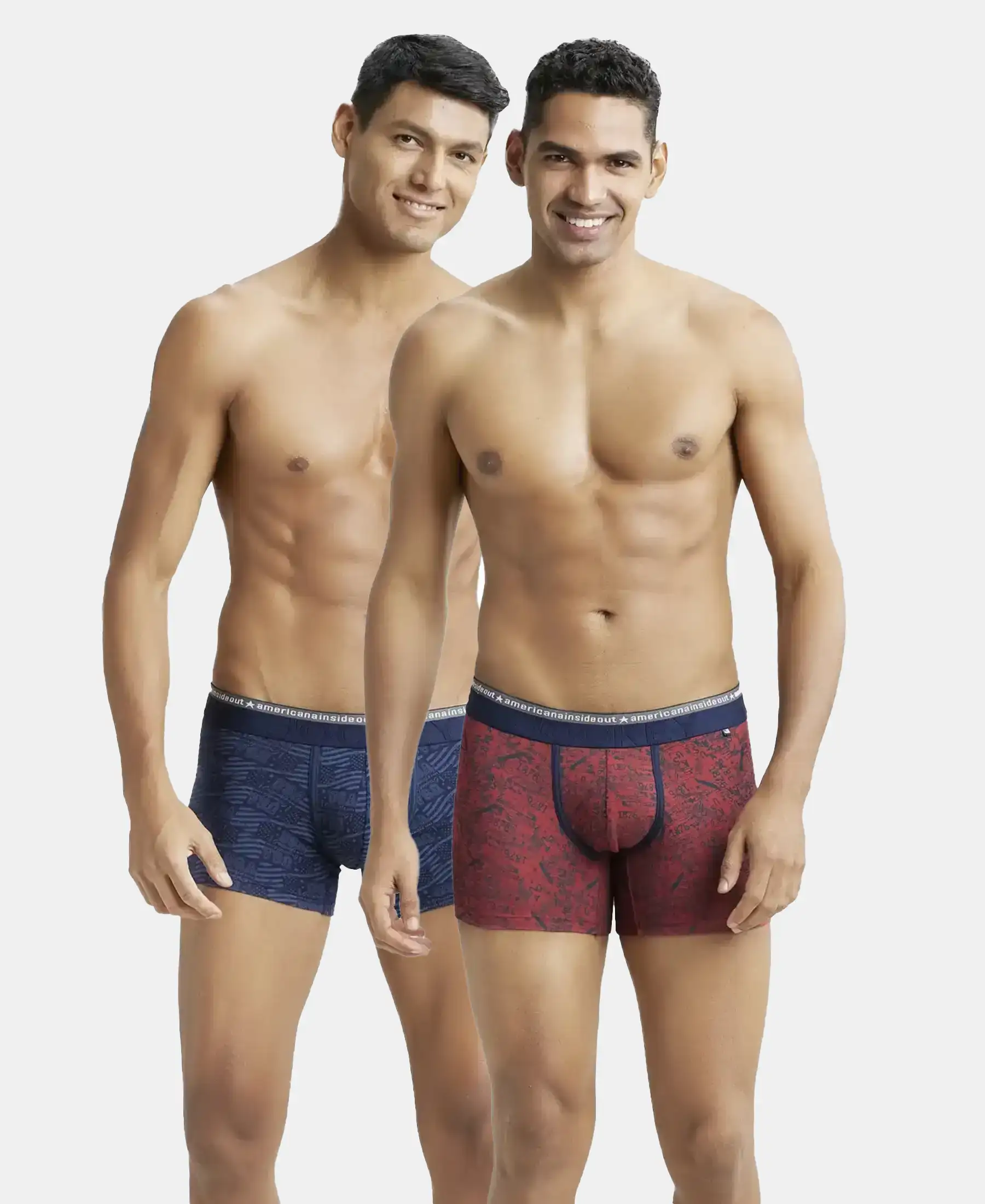 Super Combed Cotton Elastane Stretch Printed Trunk with Ultrasoft Waistband - Assorted (Pack of 2)