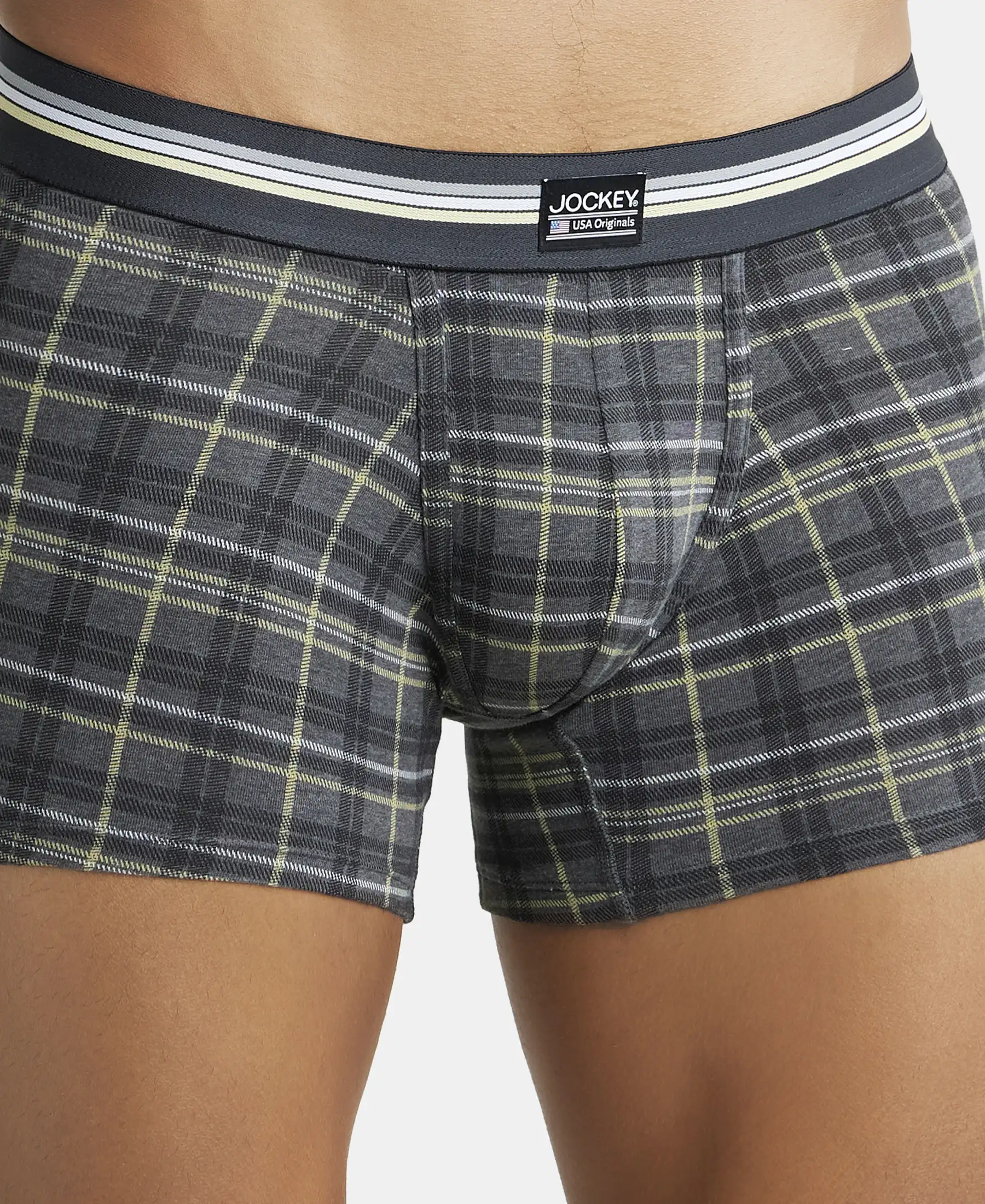 Super Combed Cotton Elastane Stretch Printed Trunk with Ultrasoft Waistband - Charcoal Melange Print (Pack of 2) - Image 6