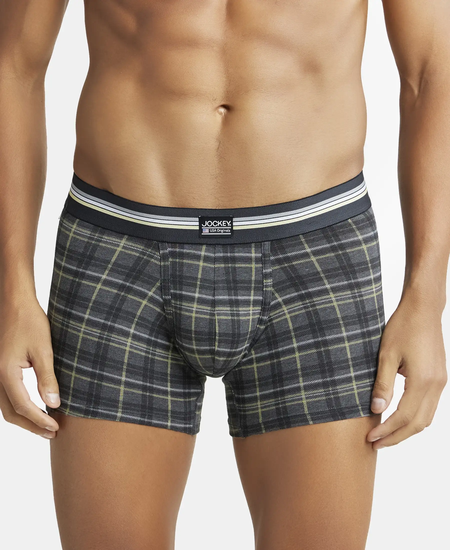 Super Combed Cotton Elastane Stretch Printed Trunk with Ultrasoft Waistband - Charcoal Melange Print (Pack of 2) - Image 7