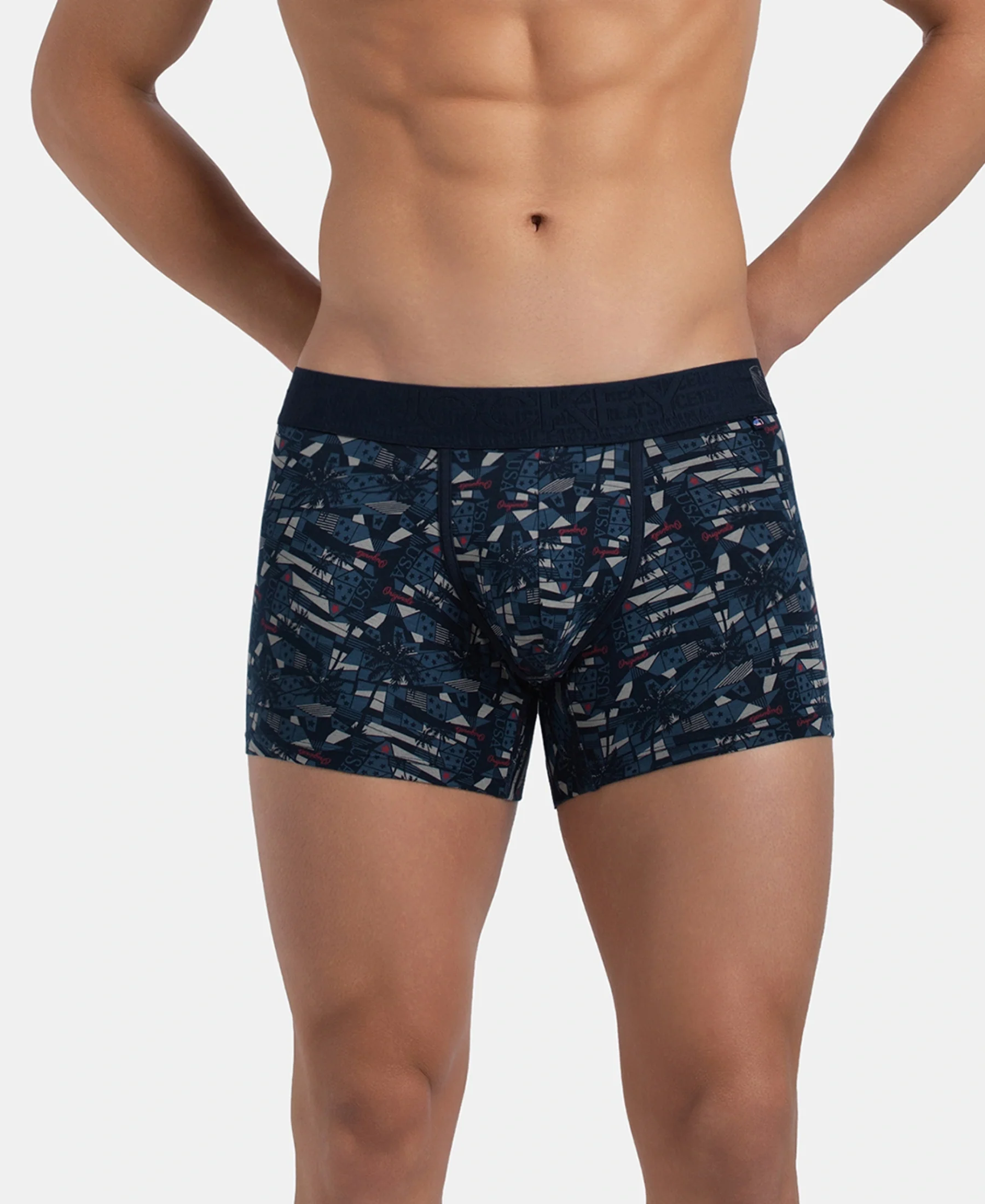 Super Combed Cotton Elastane Stretch Printed Trunk with Ultrasoft Waistband - Navy - Image 5