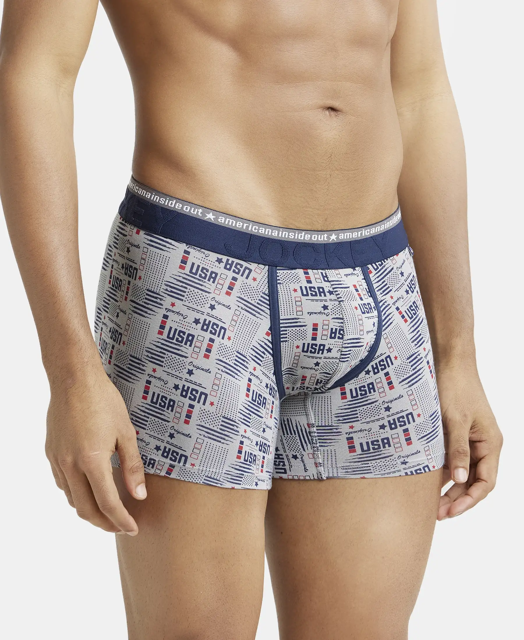 Super Combed Cotton Elastane Stretch Printed Trunk with Ultrasoft Waistband - Nickle - Image 2