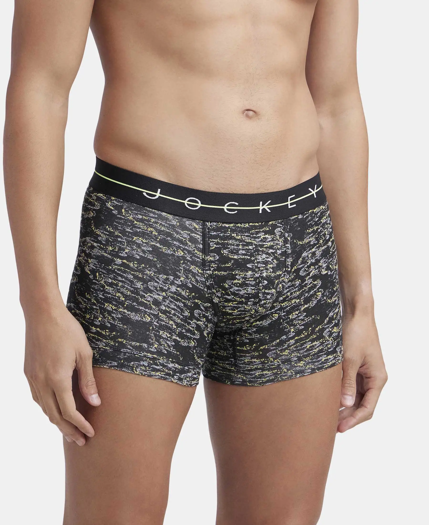 Super Combed Cotton Elastane Stretch Printed Trunk with Ultrasoft Waistband - White - Image 2