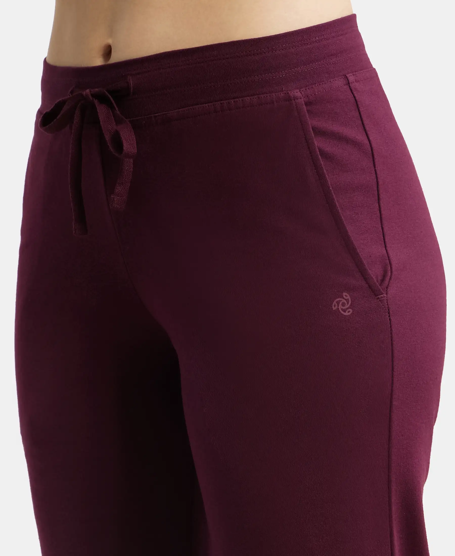 Super Combed Cotton Elastane Stretch Relaxed Fit Trackpants With Side Pockets - Wine Tasting - Image 6