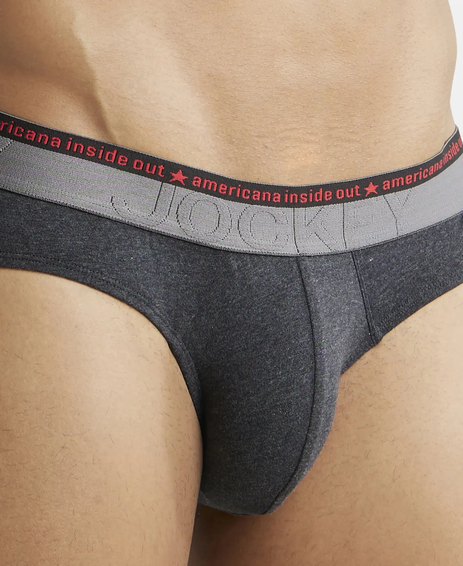 Super Combed Cotton Elastane Stretch Solid Brief with Ultrasoft Waistband - Black Melange (Pack of 2) - Image 6