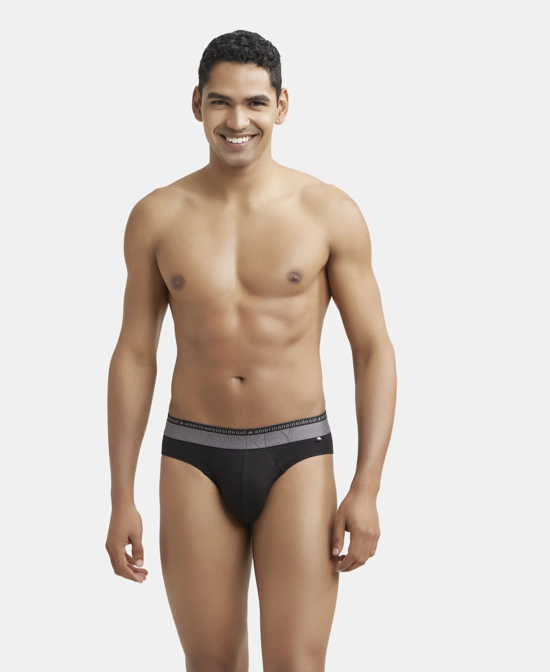 Super Combed Cotton Elastane Stretch Solid Brief with Ultrasoft Waistband - Black (Pack of 2) - Image 9