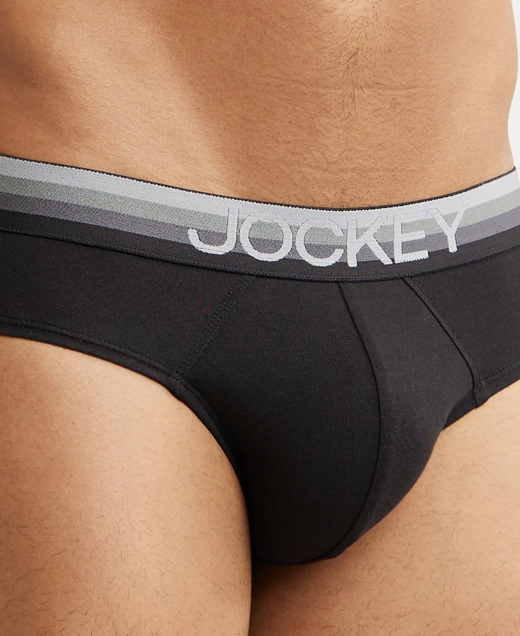 Super Combed Cotton Elastane Stretch Solid Brief with Ultrasoft Waistband - Black - Image 6