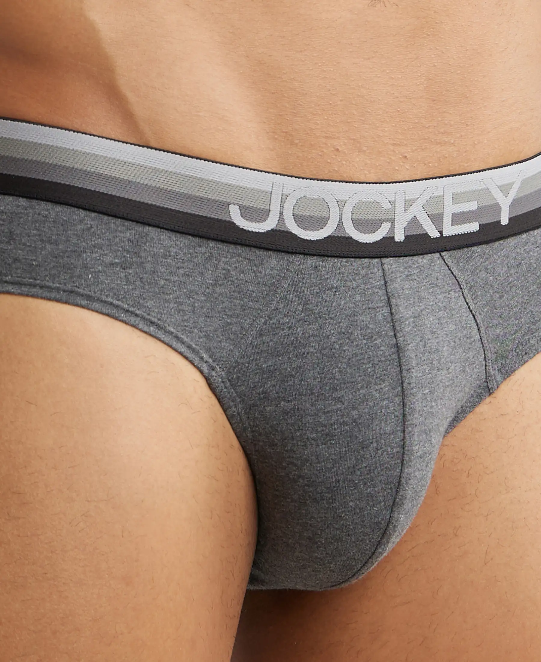 Super Combed Cotton Elastane Stretch Solid Brief with Ultrasoft Waistband - Charcoal Melange - Image 6