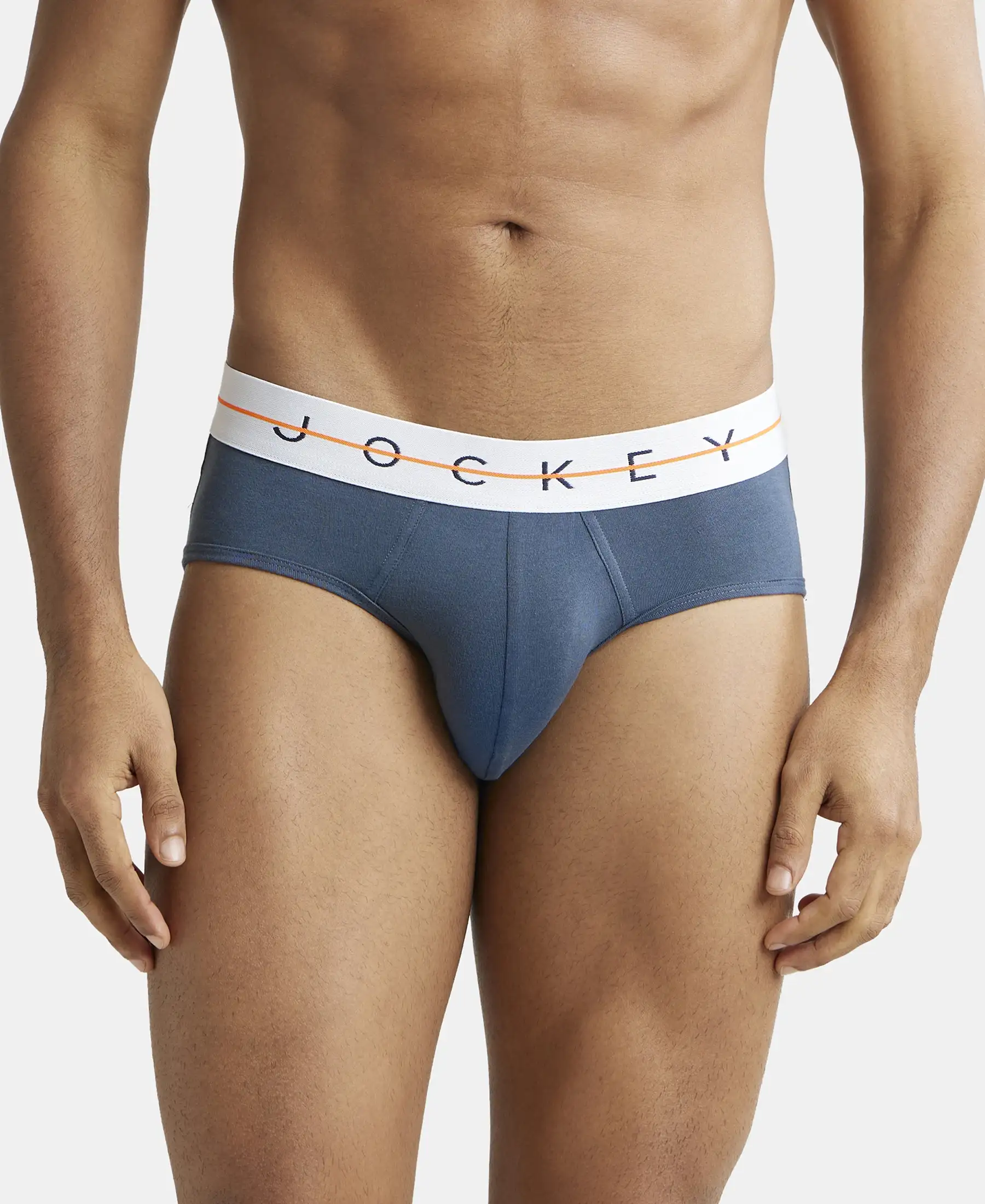 Super Combed Cotton Elastane Stretch Solid Brief with Ultrasoft Waistband - Mid Night Navy