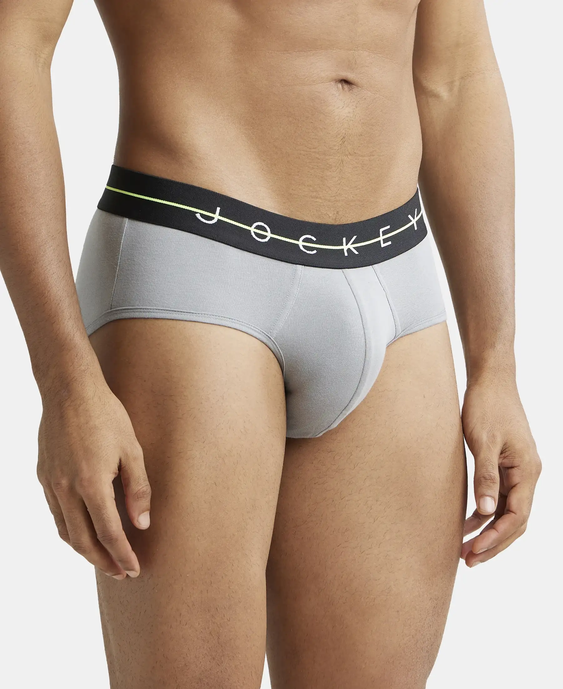 Super Combed Cotton Elastane Stretch Solid Brief with Ultrasoft Waistband - Monument - Image 2