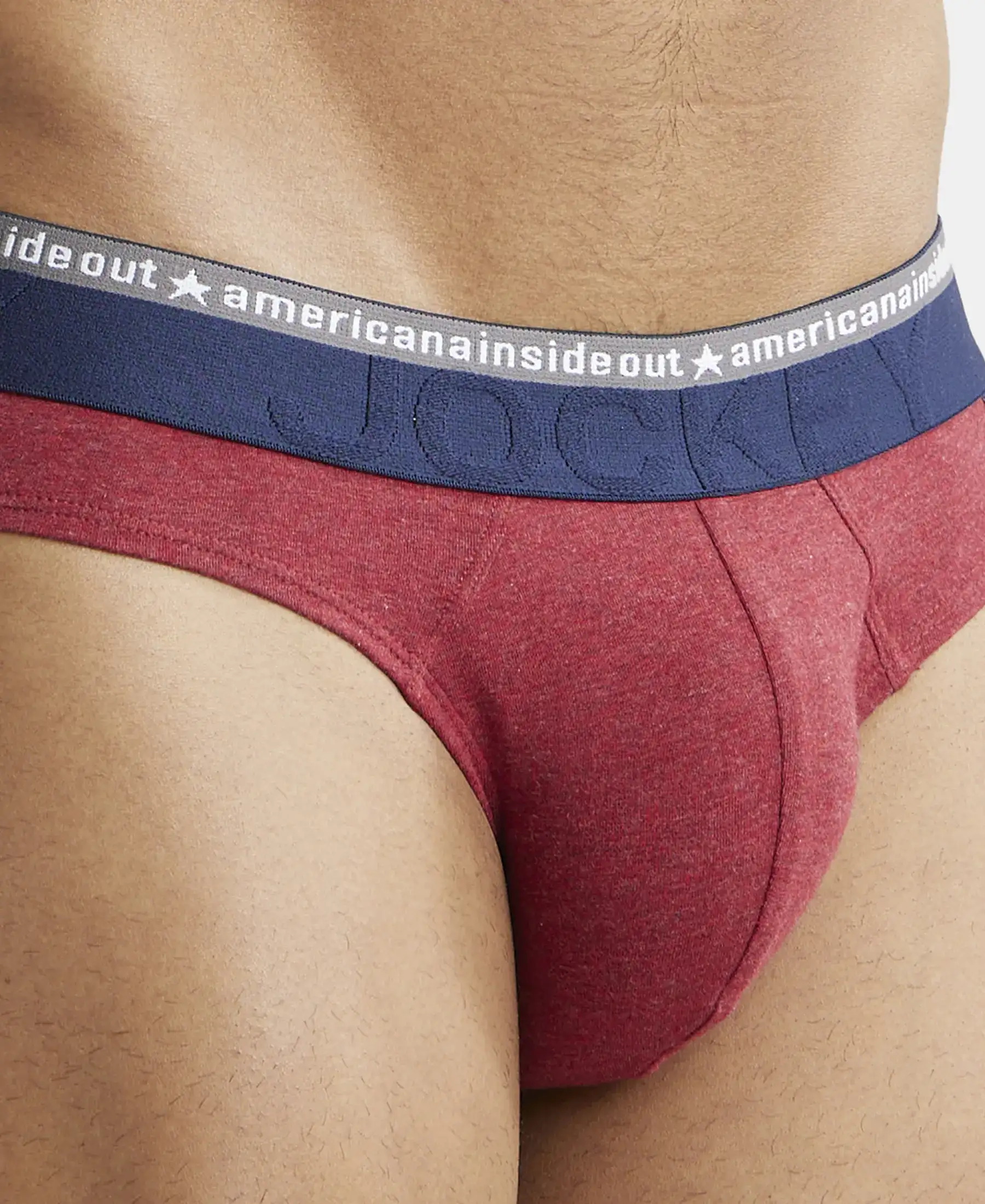 Super Combed Cotton Elastane Stretch Solid Brief with Ultrasoft Waistband - Red Melange (Pack of 2) - Image 6