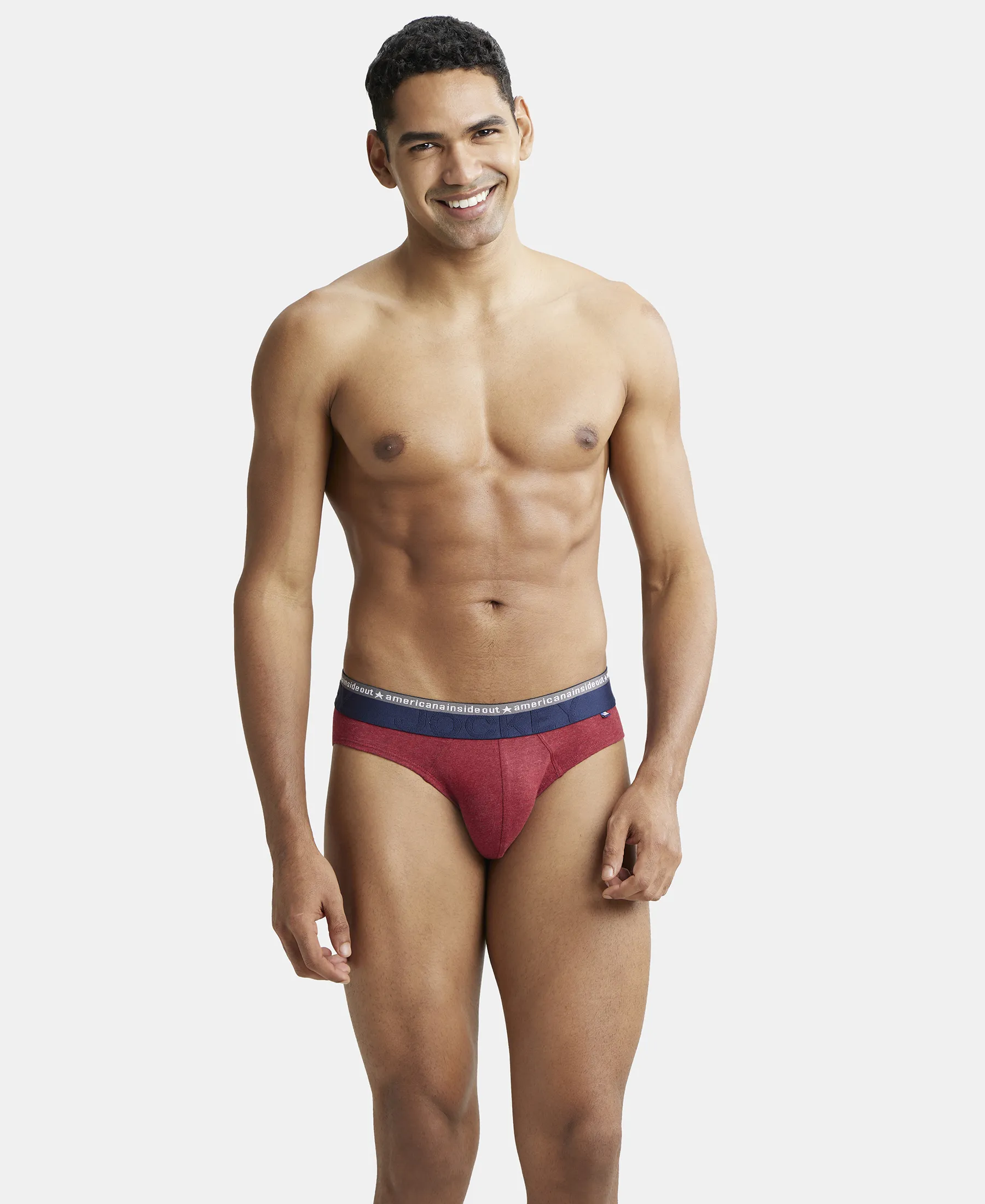 Super Combed Cotton Elastane Stretch Solid Brief with Ultrasoft Waistband - Red Melange (Pack of 2) - Image 9