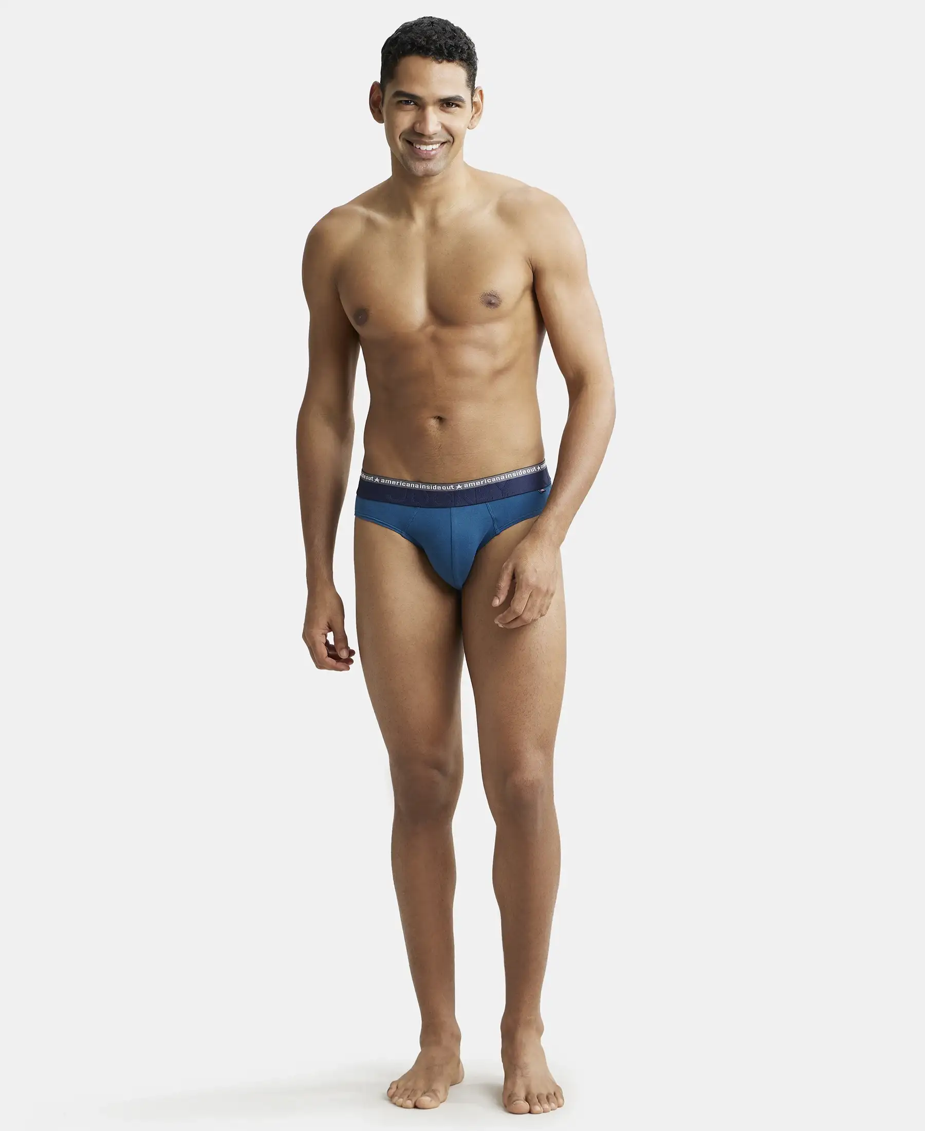 Super Combed Cotton Elastane Stretch Solid Brief with Ultrasoft Waistband - Seaport Teal - Image 4