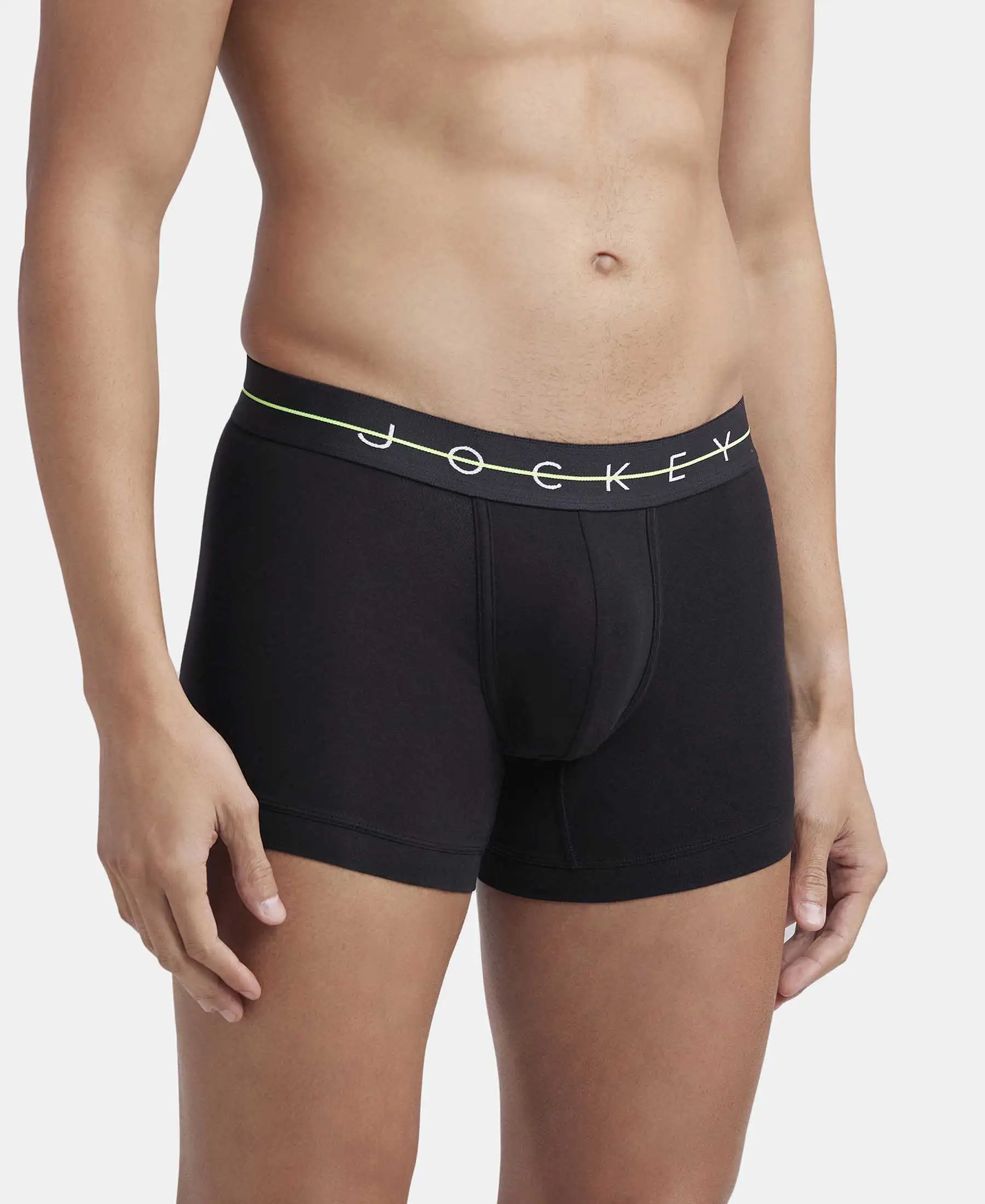 Super Combed Cotton Elastane Stretch Solid Trunk with Ultrasoft Waistband - Black - Image 2