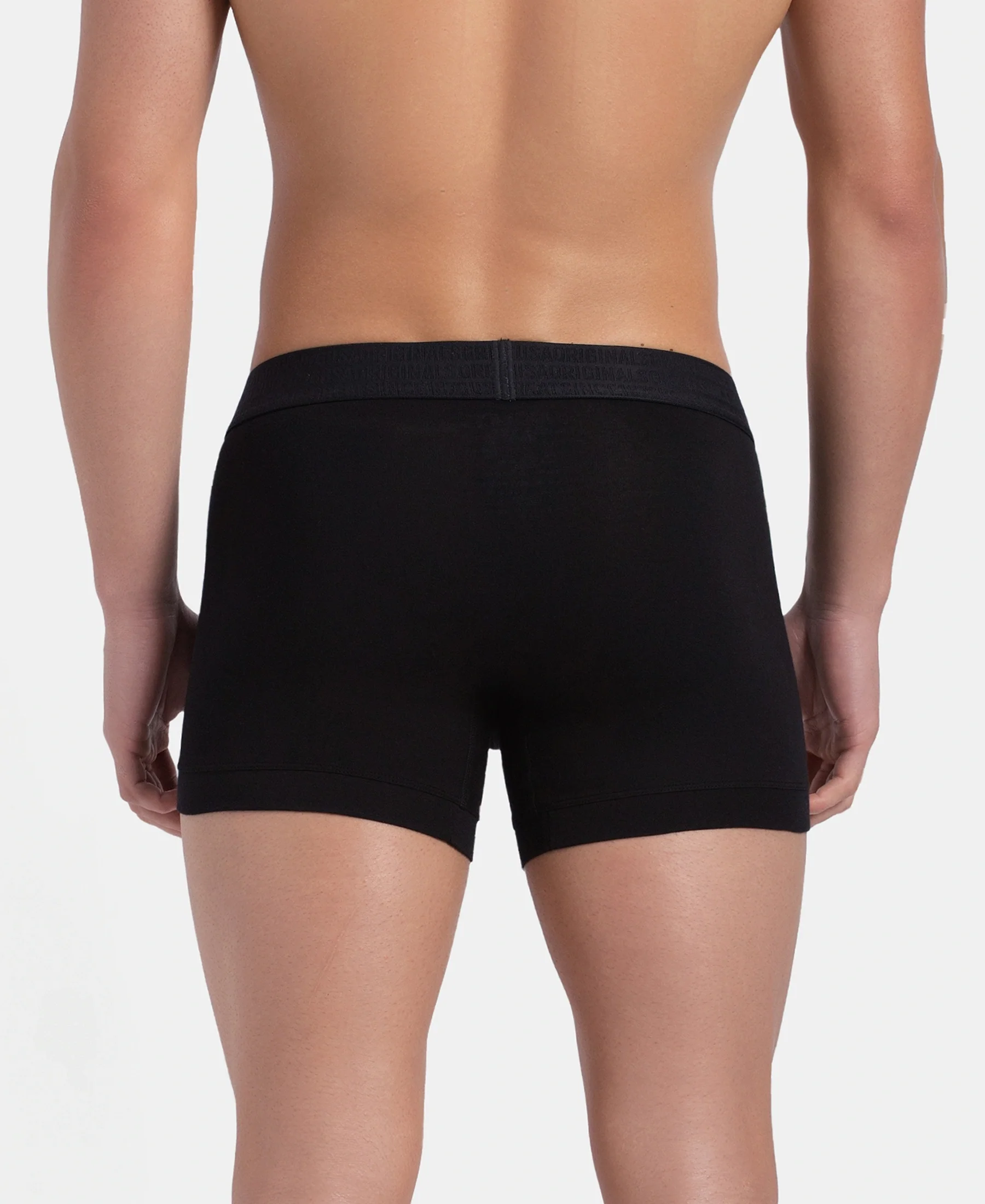 Super Combed Cotton Elastane Stretch Solid Trunk with Ultrasoft Waistband - Black (Pack of 2) - Image 3
