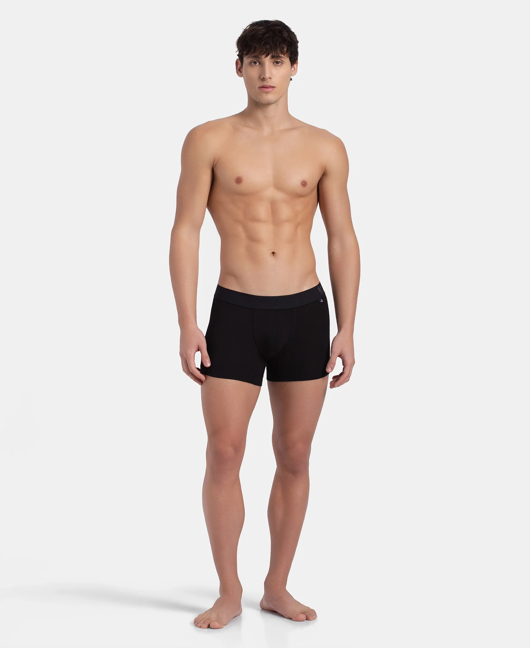 Super Combed Cotton Elastane Stretch Solid Trunk with Ultrasoft Waistband - Black (Pack of 2) - Image 4