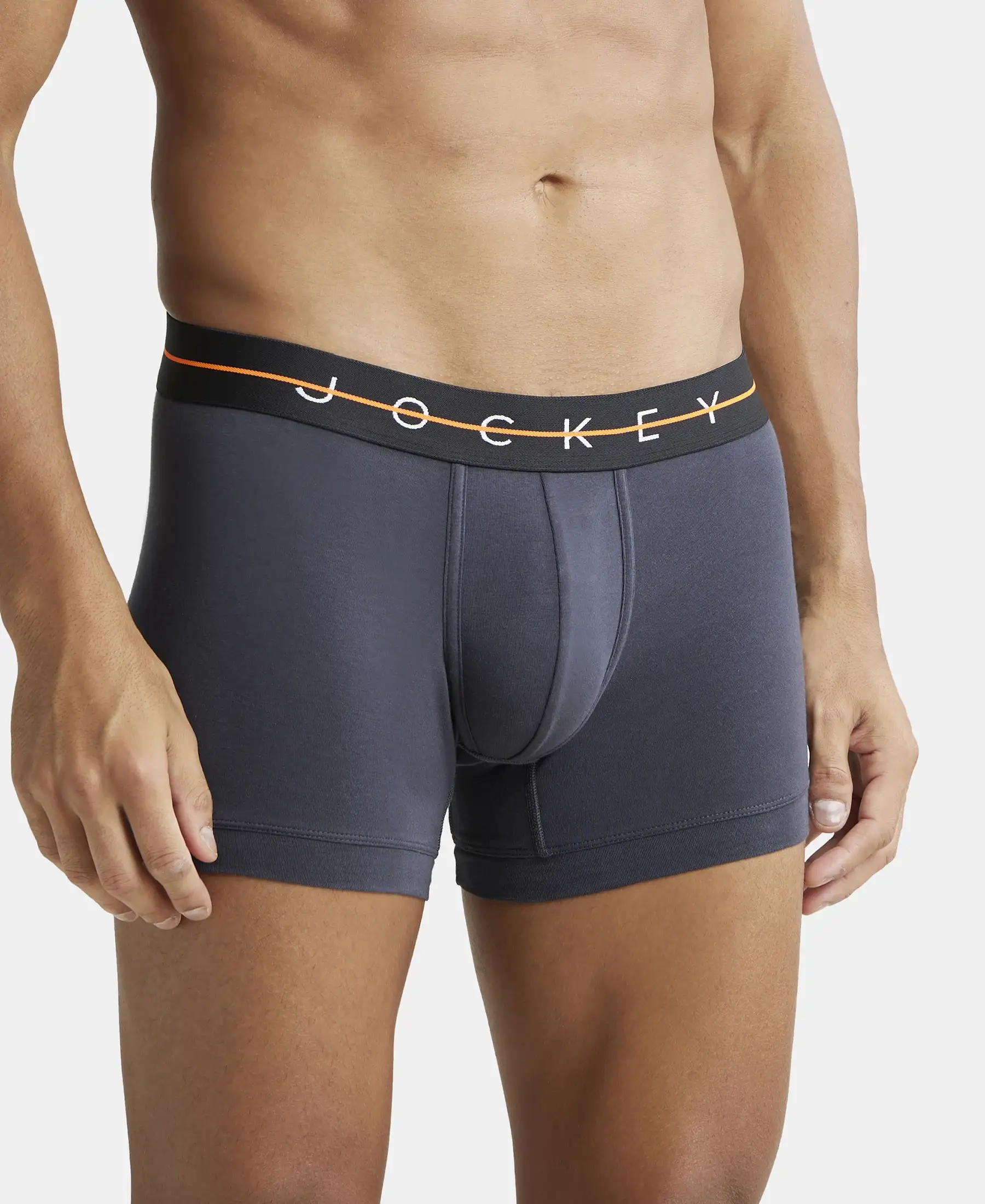 Super Combed Cotton Elastane Stretch Solid Trunk with Ultrasoft Waistband - Graphite - Image 2
