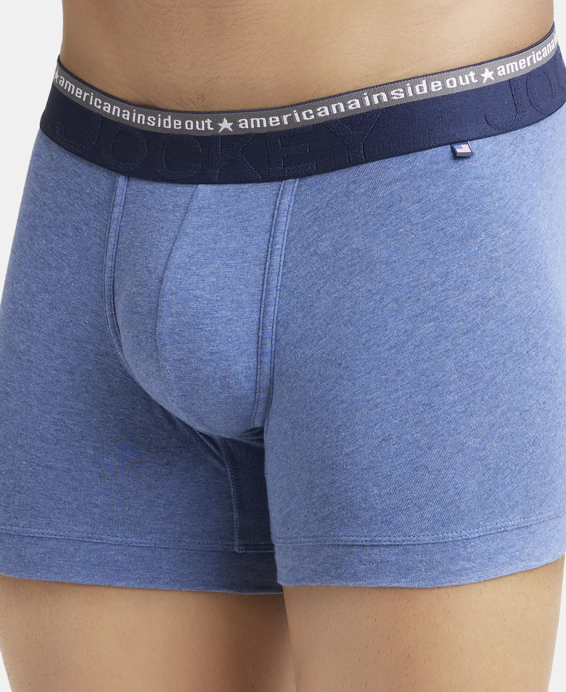 Super Combed Cotton Elastane Stretch Solid Trunk with Ultrasoft Waistband - Light Denim Melange - Image 6