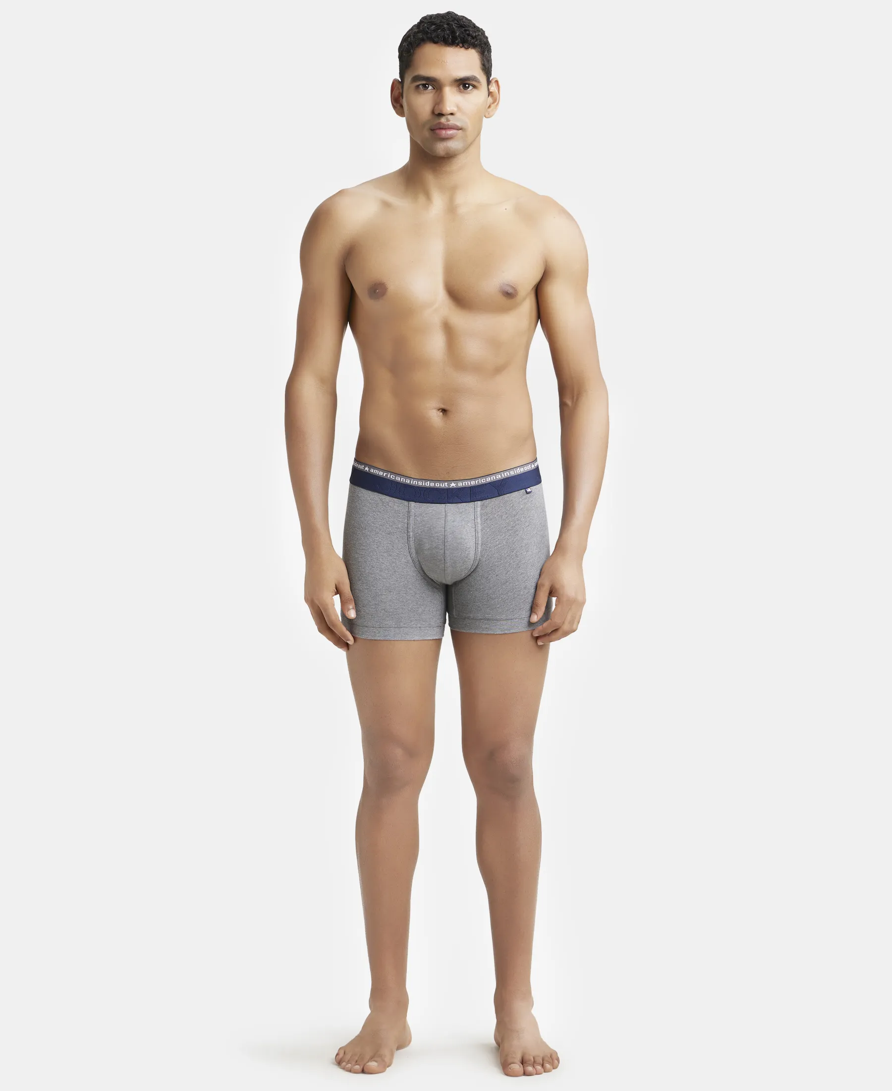 Super Combed Cotton Elastane Stretch Solid Trunk with Ultrasoft Waistband - Mid Grey Melange (Pack of 2) - Image 4