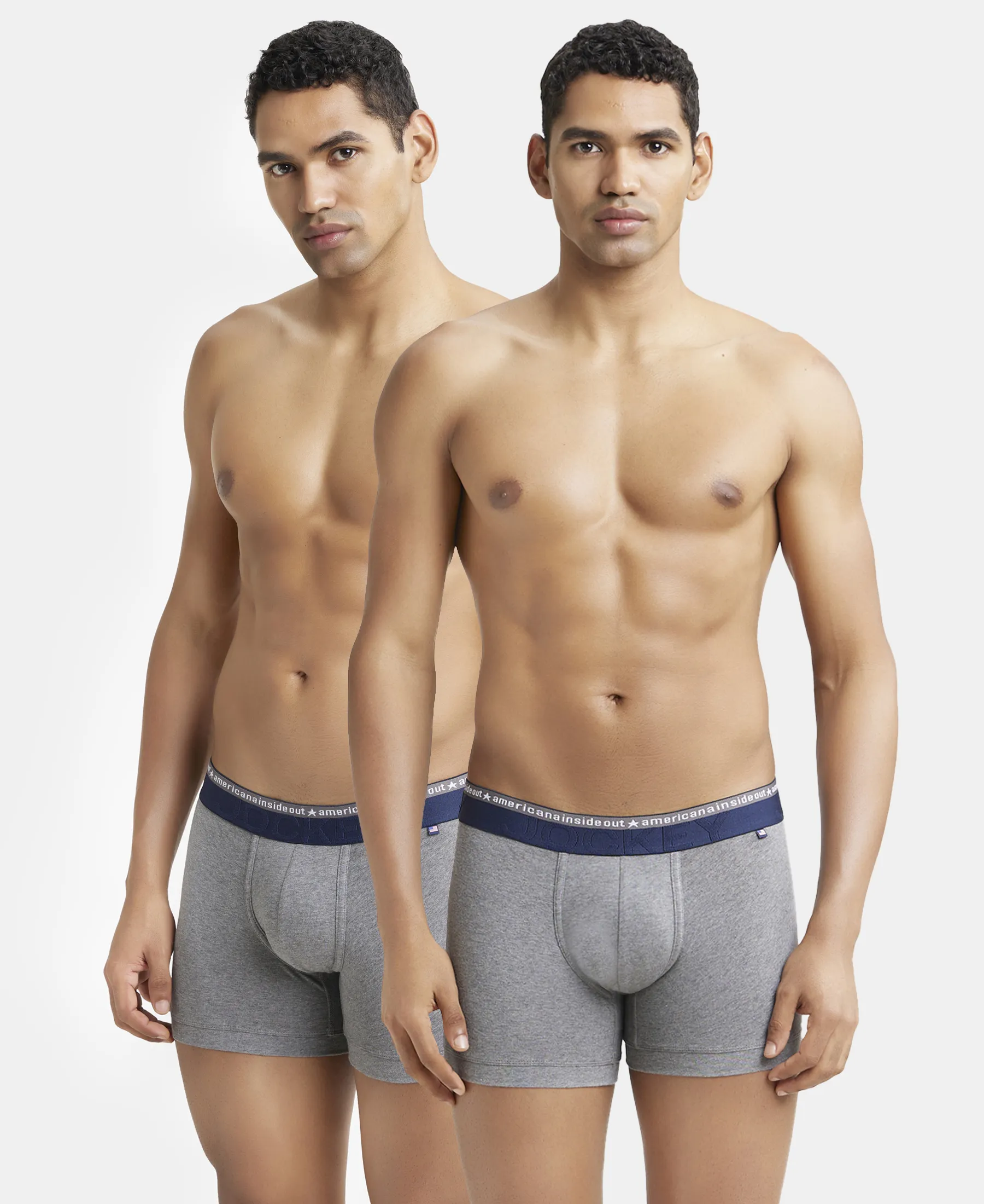 Super Combed Cotton Elastane Stretch Solid Trunk with Ultrasoft Waistband - Mid Grey Melange (Pack of 2) - Image 5