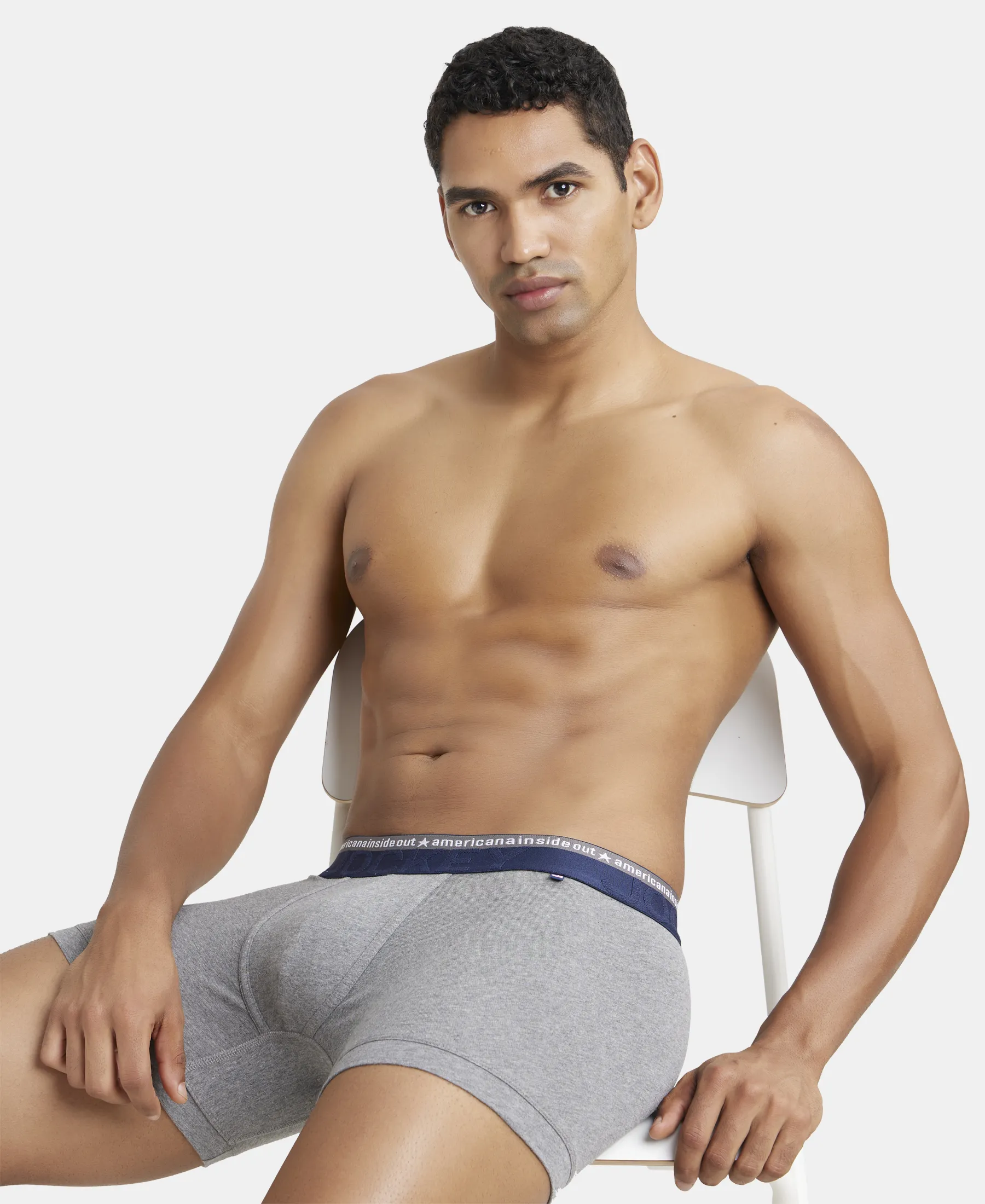 Super Combed Cotton Elastane Stretch Solid Trunk with Ultrasoft Waistband - Mid Grey Melange (Pack of 2) - Image 8