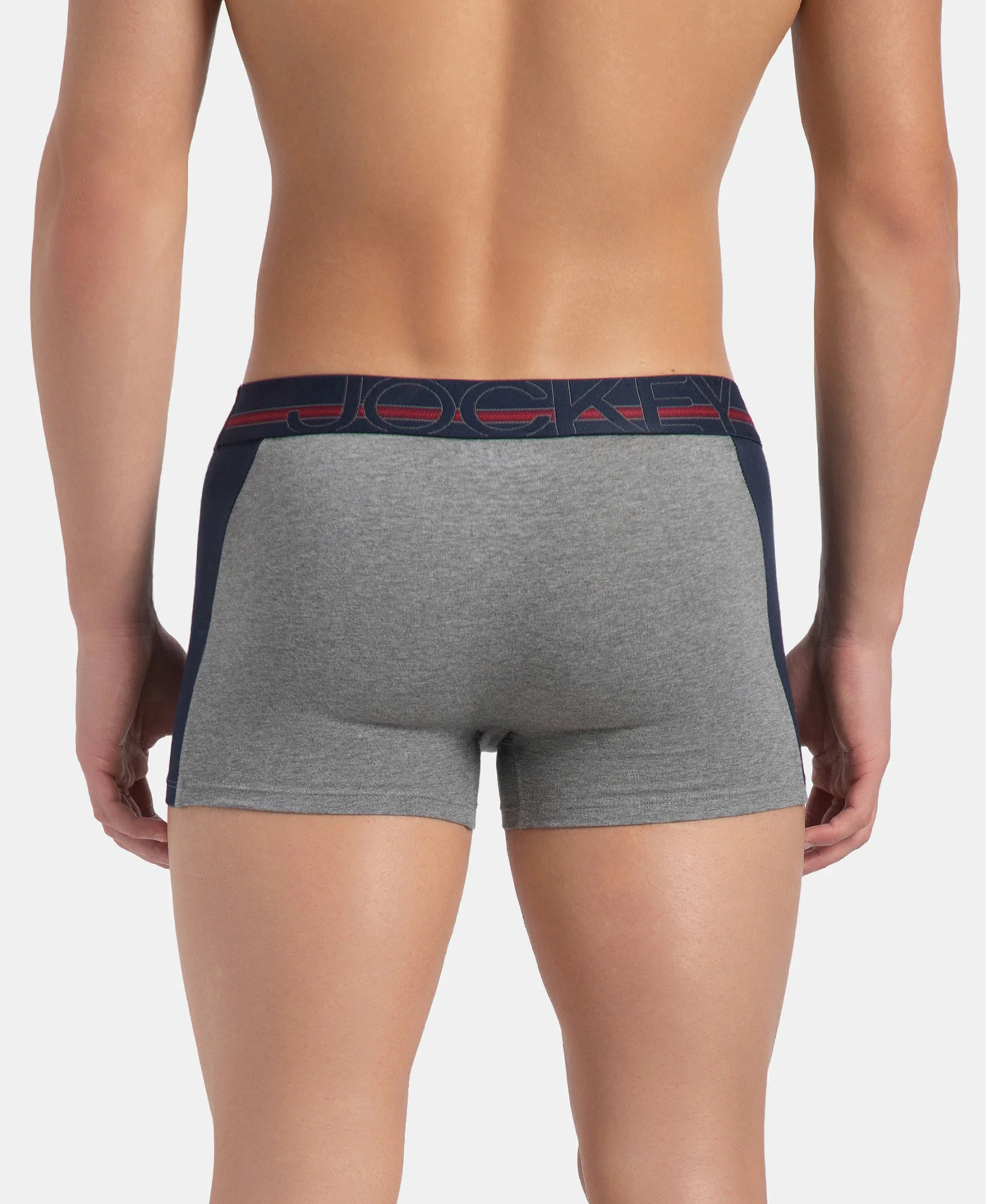 Super Combed Cotton Elastane Stretch Solid Trunk with Ultrasoft Waistband - Mid Grey Melange - Image 3