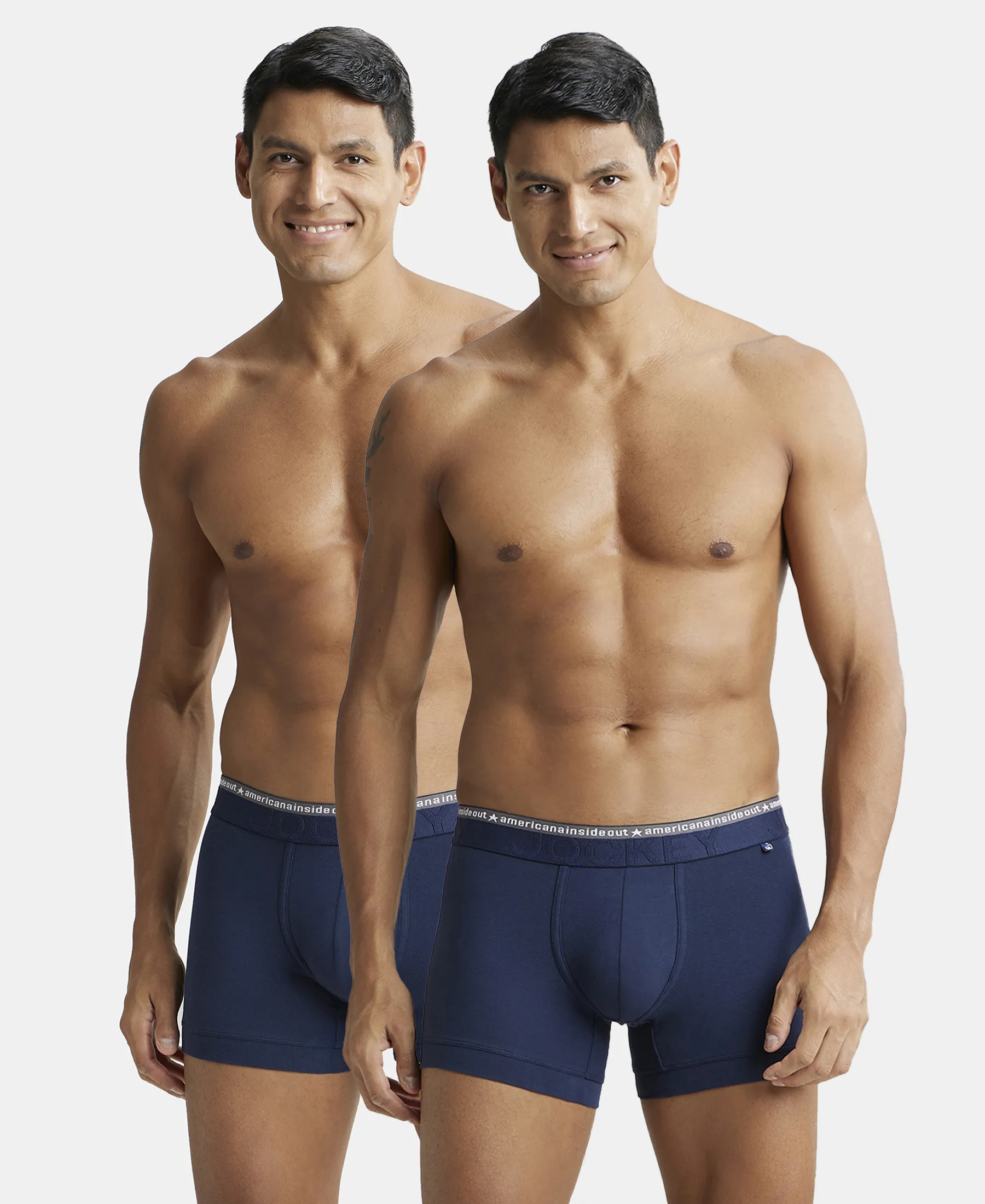 Super Combed Cotton Elastane Stretch Solid Trunk with Ultrasoft Waistband - Navy (Pack of 2) - Image 5