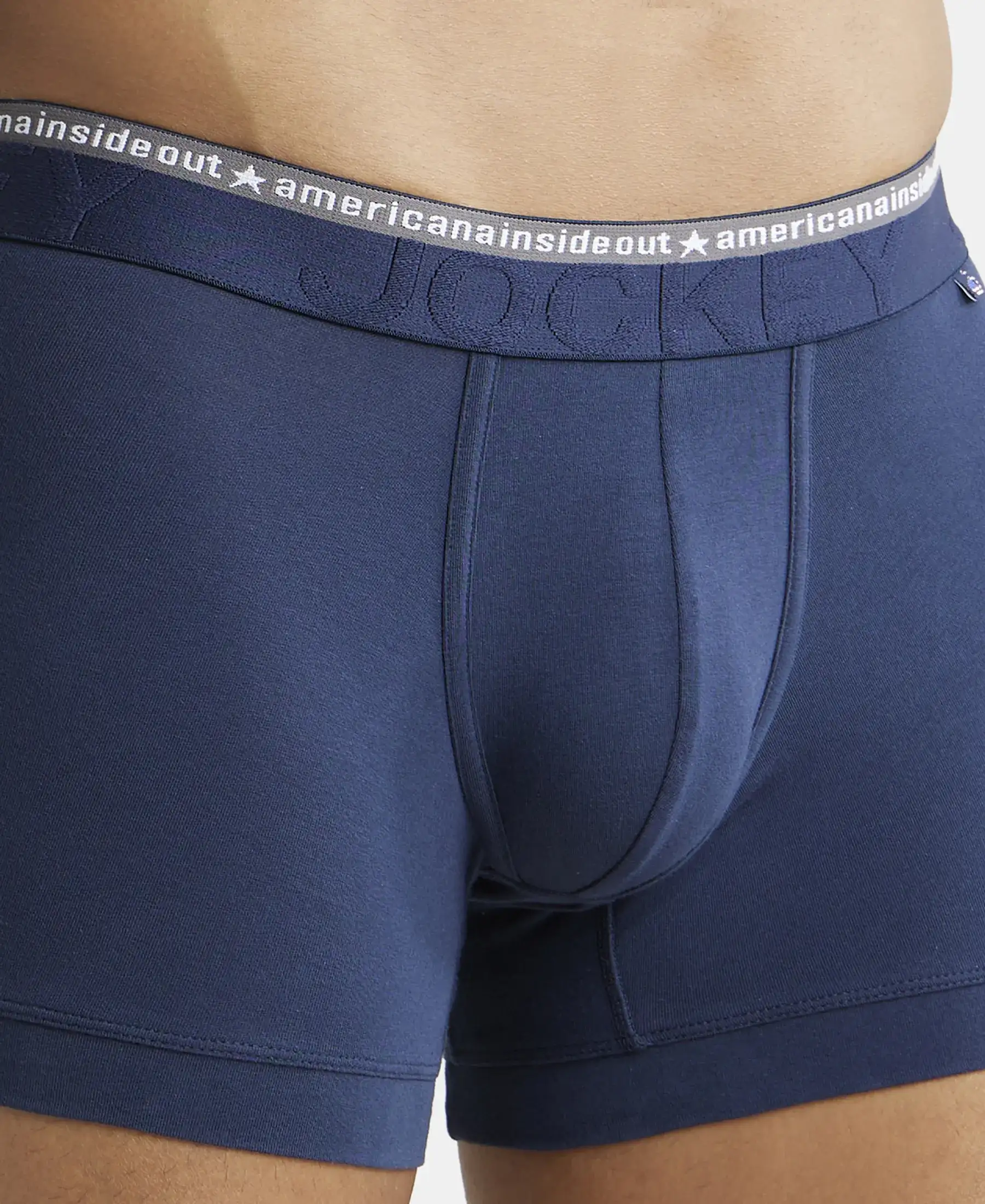 Super Combed Cotton Elastane Stretch Solid Trunk with Ultrasoft Waistband - Navy (Pack of 2) - Image 6