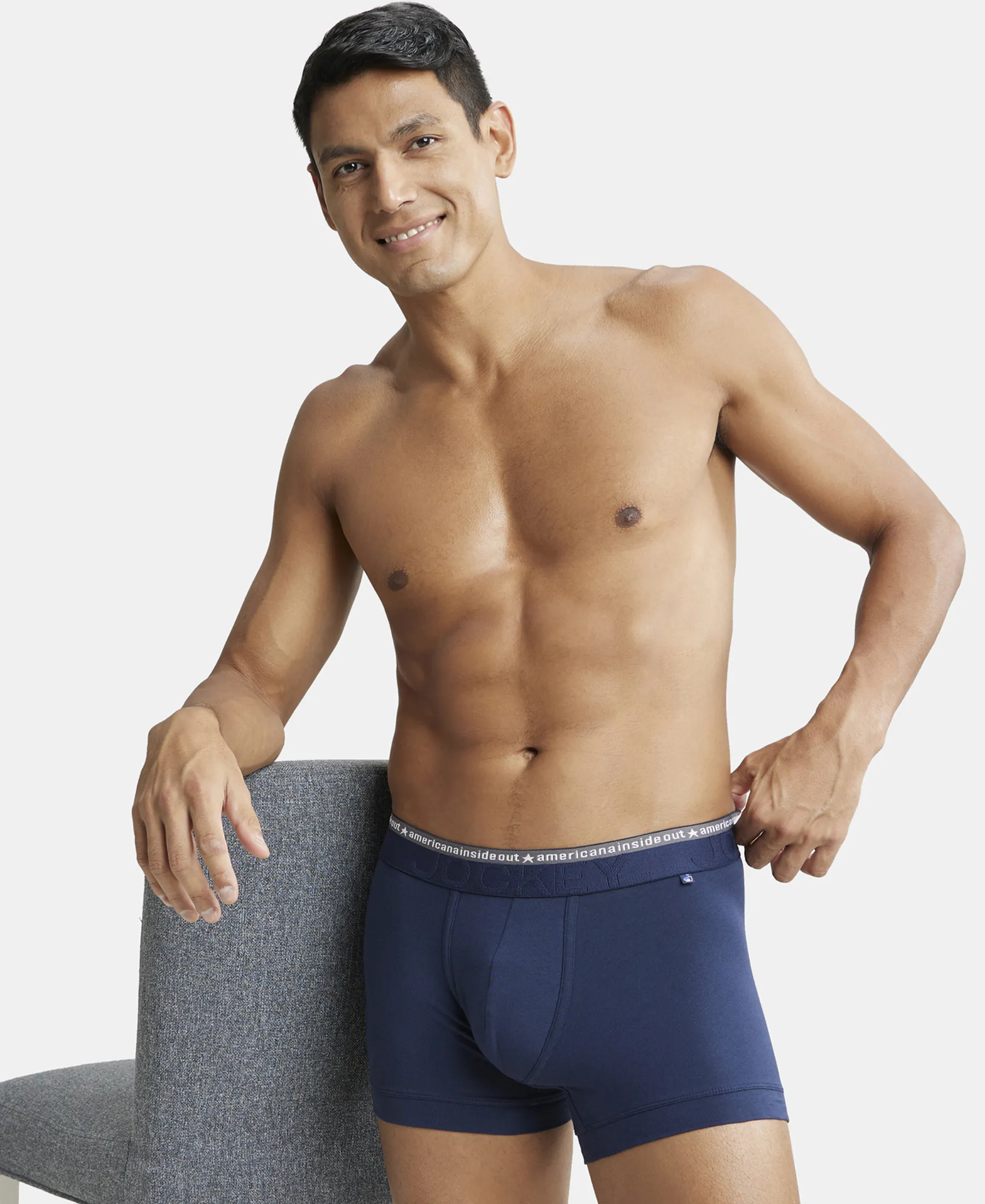 Super Combed Cotton Elastane Stretch Solid Trunk with Ultrasoft Waistband - Navy (Pack of 2) - Image 8
