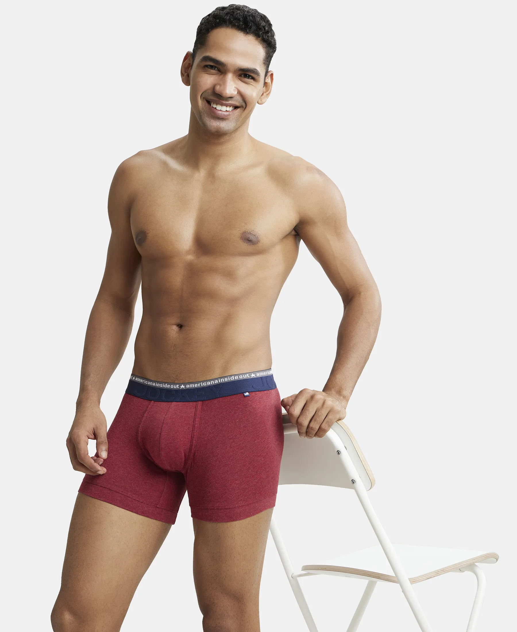 Super Combed Cotton Elastane Stretch Solid Trunk with Ultrasoft Waistband - Red Melange (Pack of 2) - Image 8