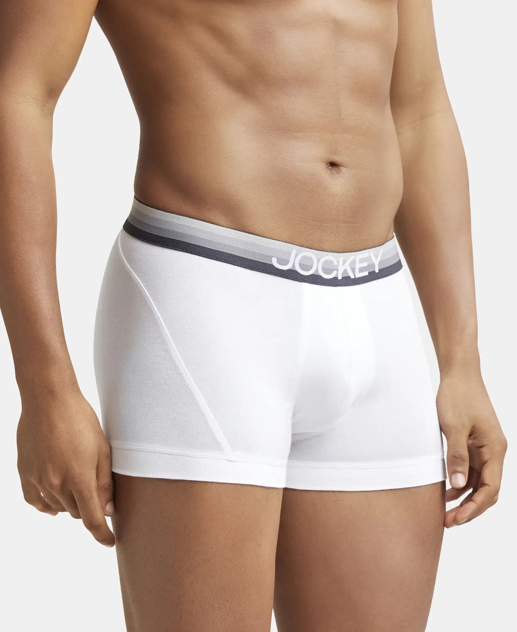 Super Combed Cotton Elastane Stretch Solid Trunk with Ultrasoft Waistband - White - Image 2