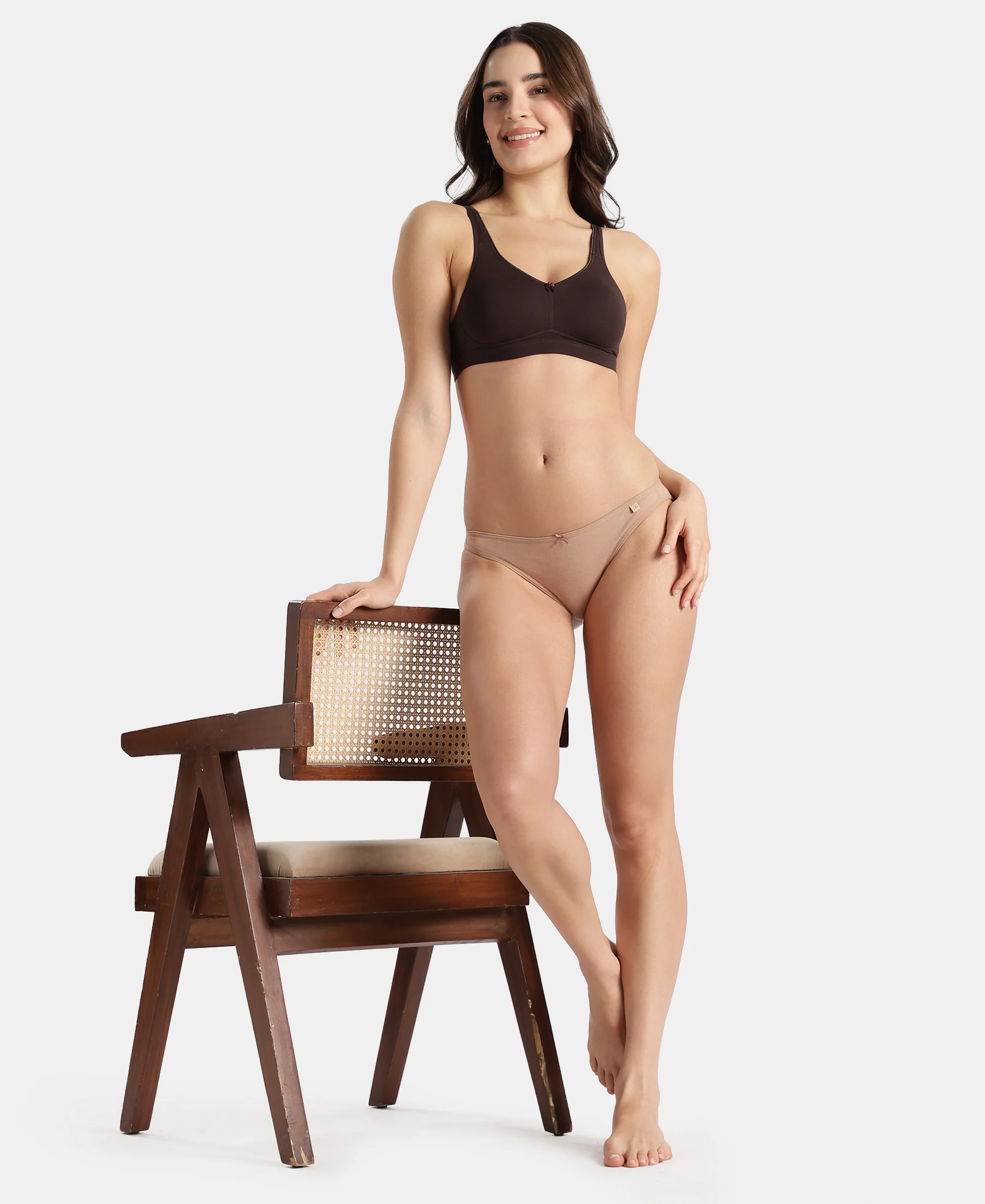 Super Combed Cotton Elastane Stretch Low Waist Bikini With Concealed Waistband and StayFresh Treatment - Almondine - Image 6