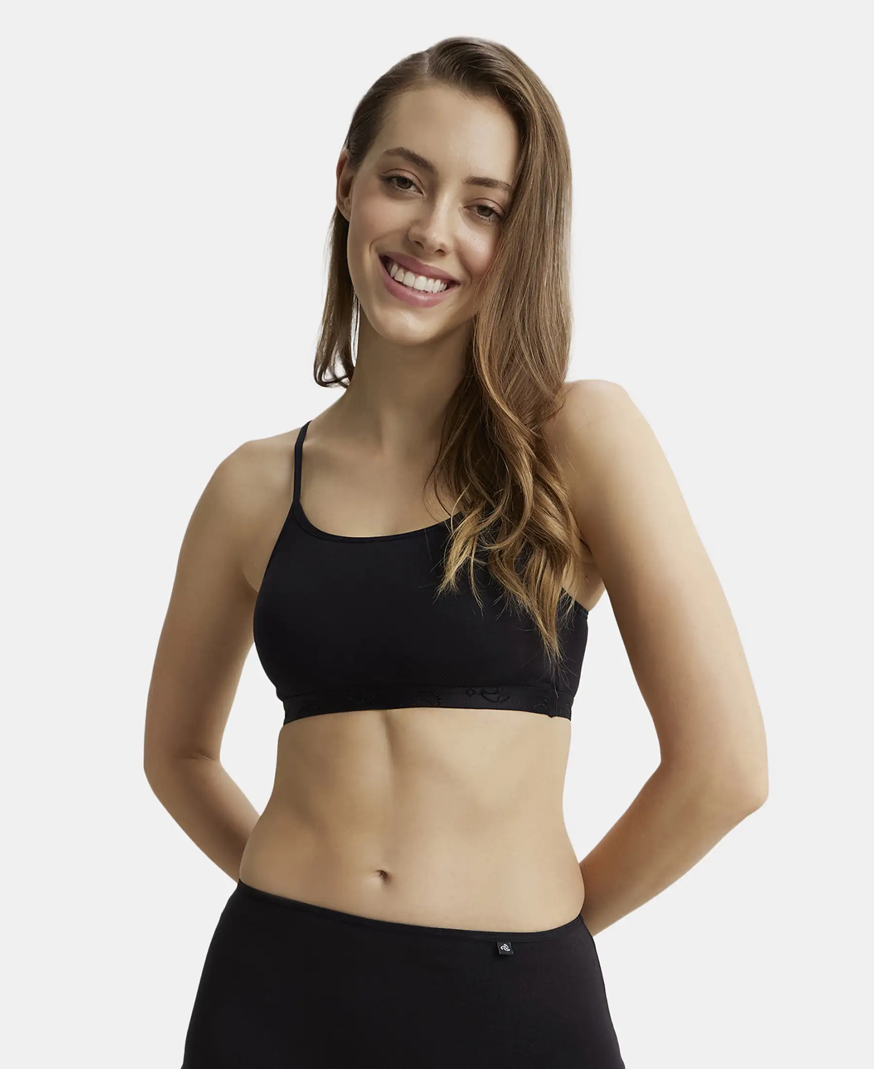 Super Combed Cotton Elastane Stretch Multiway Styled Crop Top With Adjustable Straps and StayFresh Treatment - Black - Image 5
