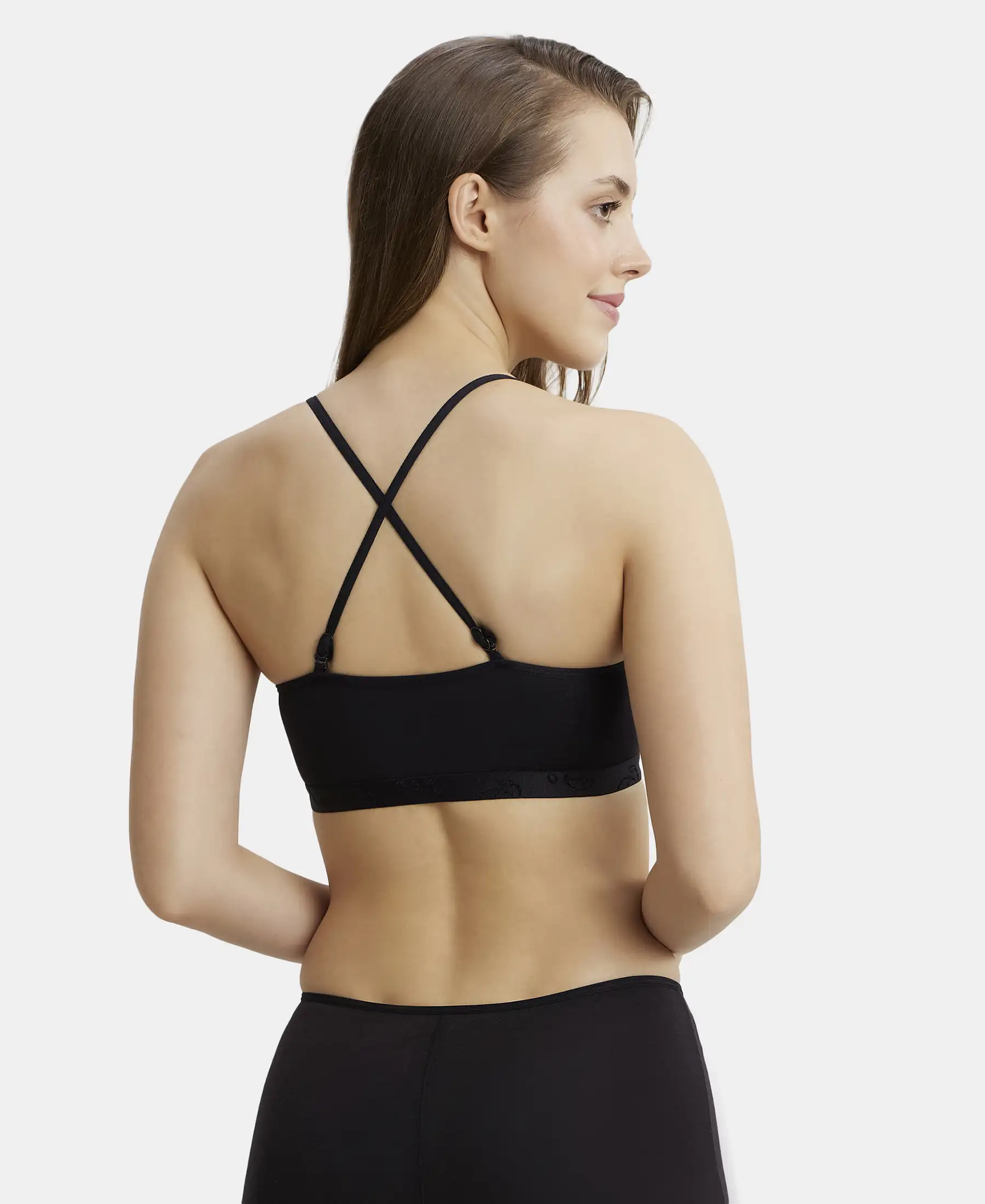 Super Combed Cotton Elastane Stretch Multiway Styled Crop Top With Adjustable Straps and StayFresh Treatment - Black - Image 7