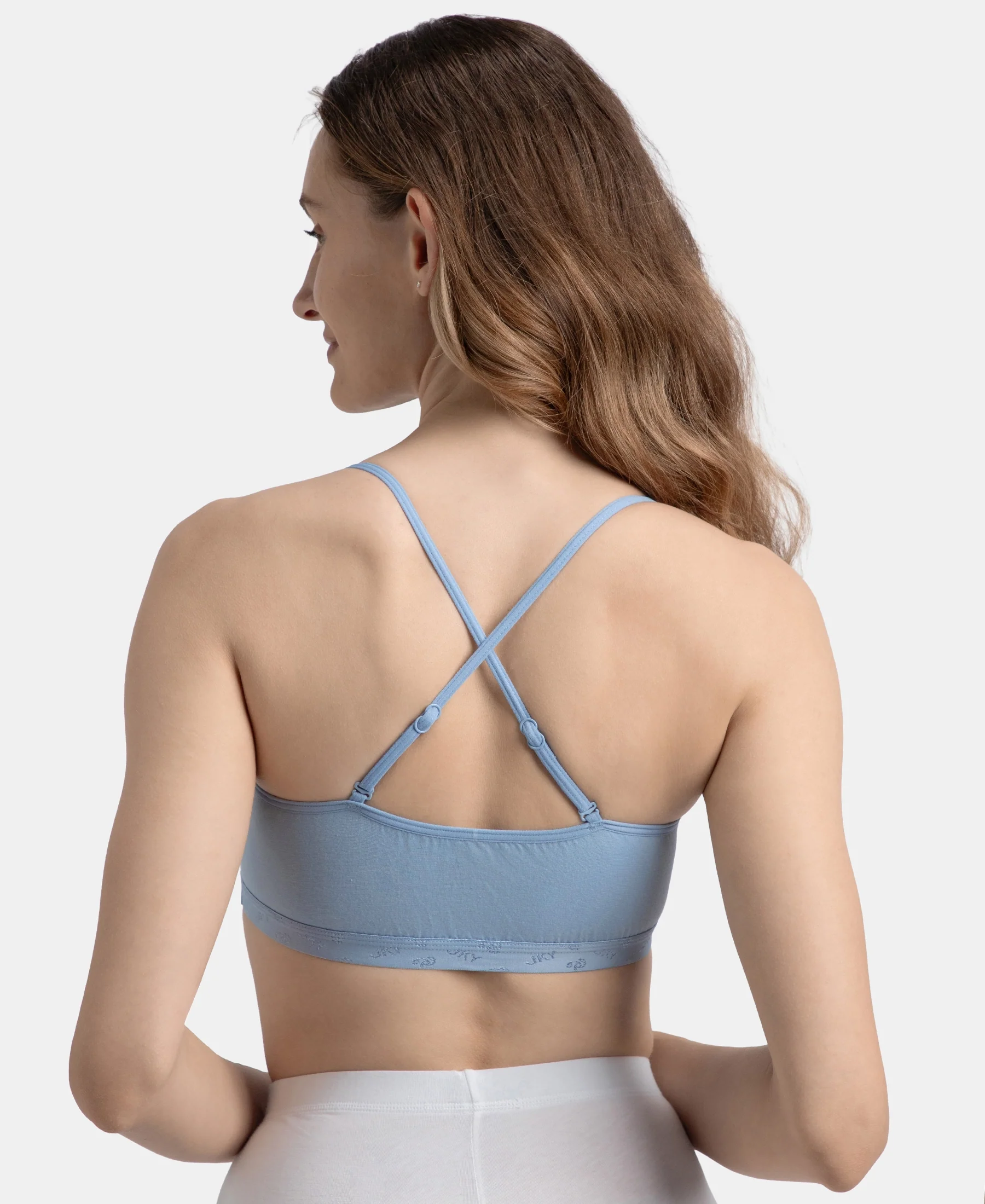 Super Combed Cotton Elastane Stretch Multiway Styled Crop Top With Adjustable Straps and StayFresh Treatment - Soft Chambray - Image 8