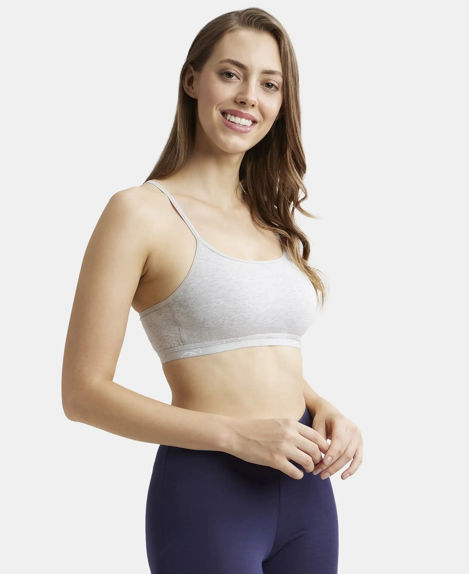 Super Combed Cotton Elastane Stretch Multiway Styled Crop Top With Adjustable Straps and StayFresh Treatment - Steel Grey Melange - Image 2