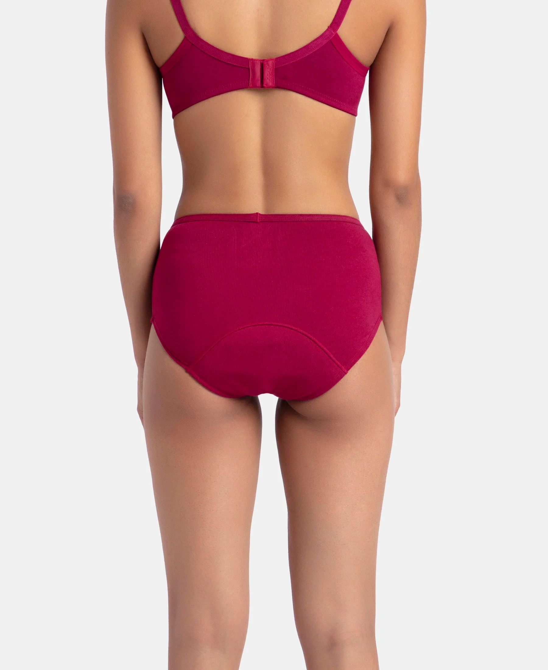 Super Combed Cotton Elastane Stretch Period Panty with Leak Proof Inner Absorbent Layer and StayFresh Treatment - Beet Red - Image 6