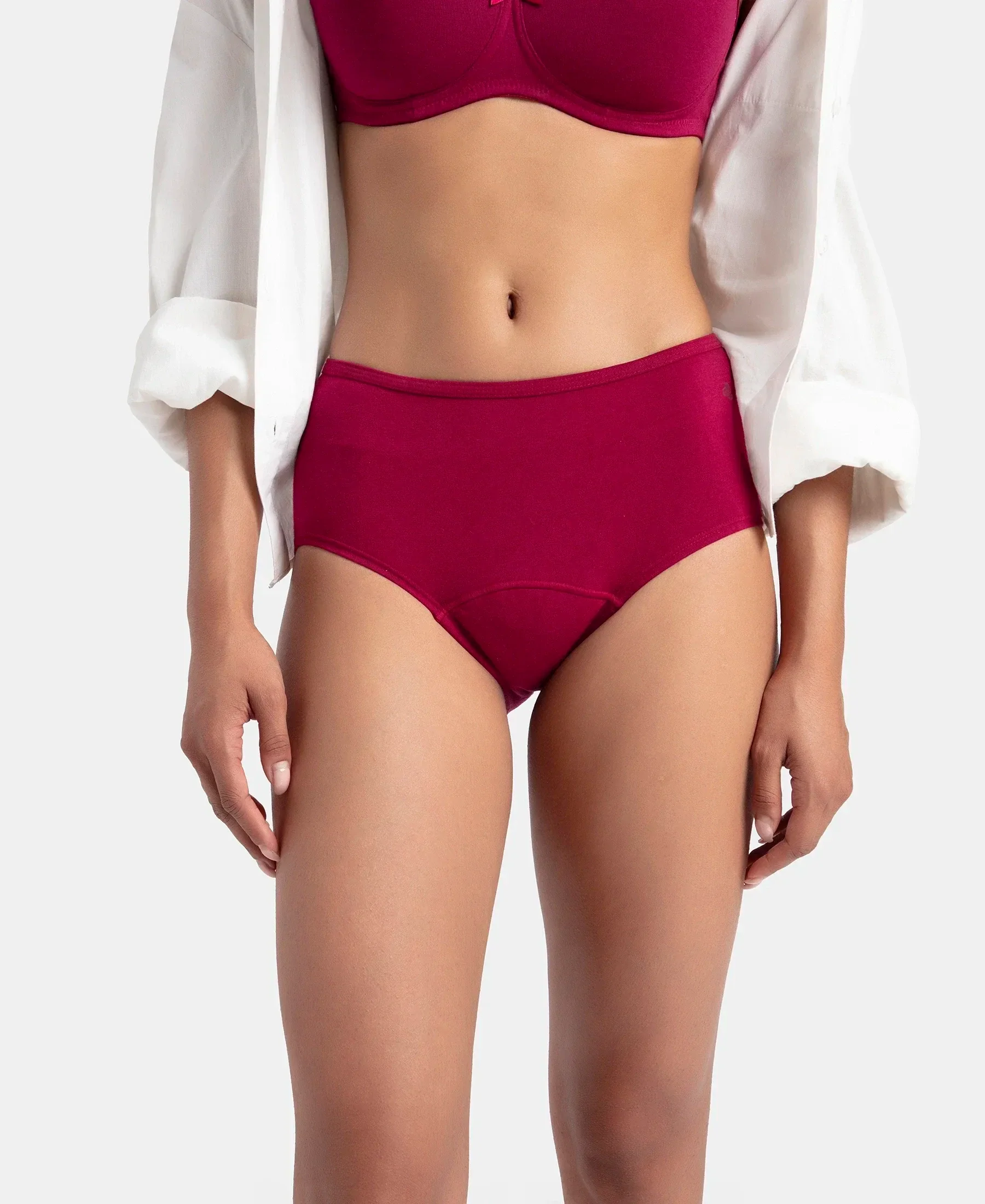 Super Combed Cotton Elastane Stretch Period Panty with Leak Proof Inner Absorbent Layer and StayFresh Treatment - Black & Beet Red (Pack of 2) - Image 13