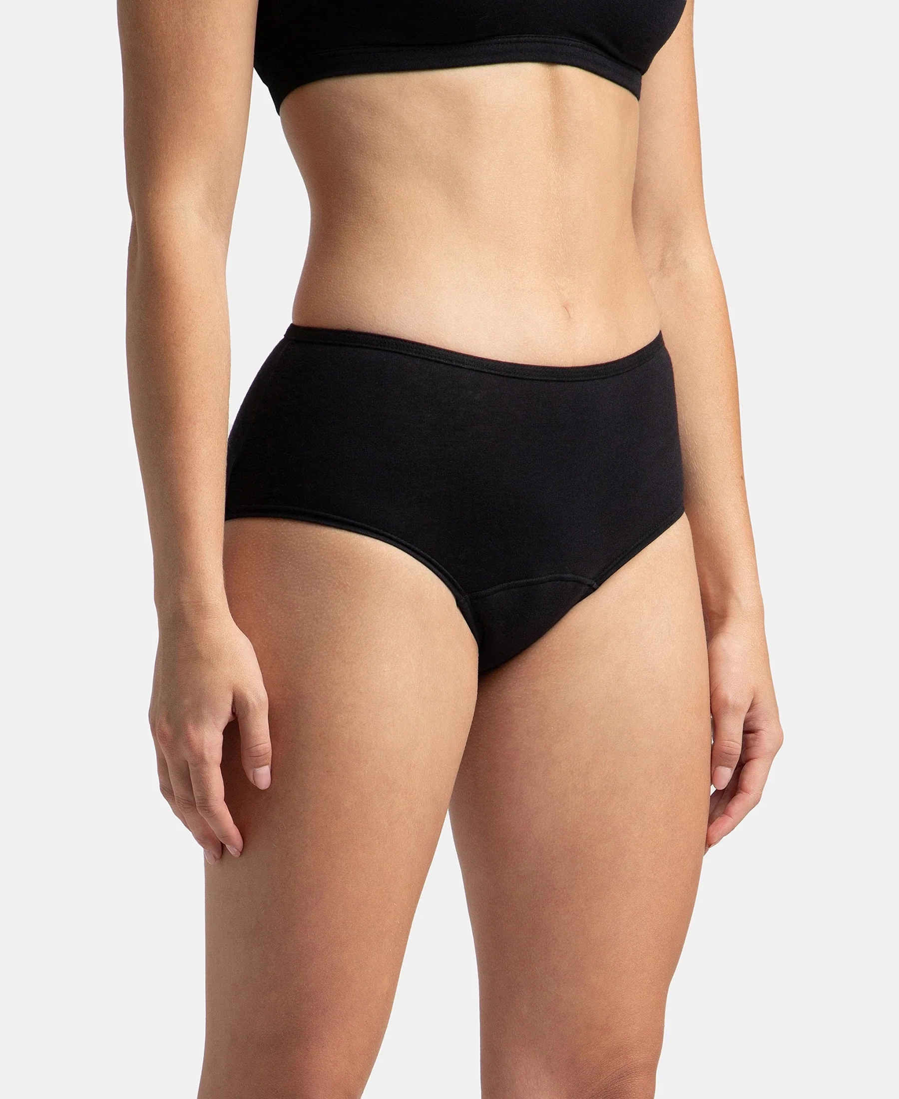 Super Combed Cotton Elastane Stretch Period Panty with Leak Proof Inner Absorbent Layer and StayFresh Treatment - Black & Beet Red (Pack of 2) - Image 8