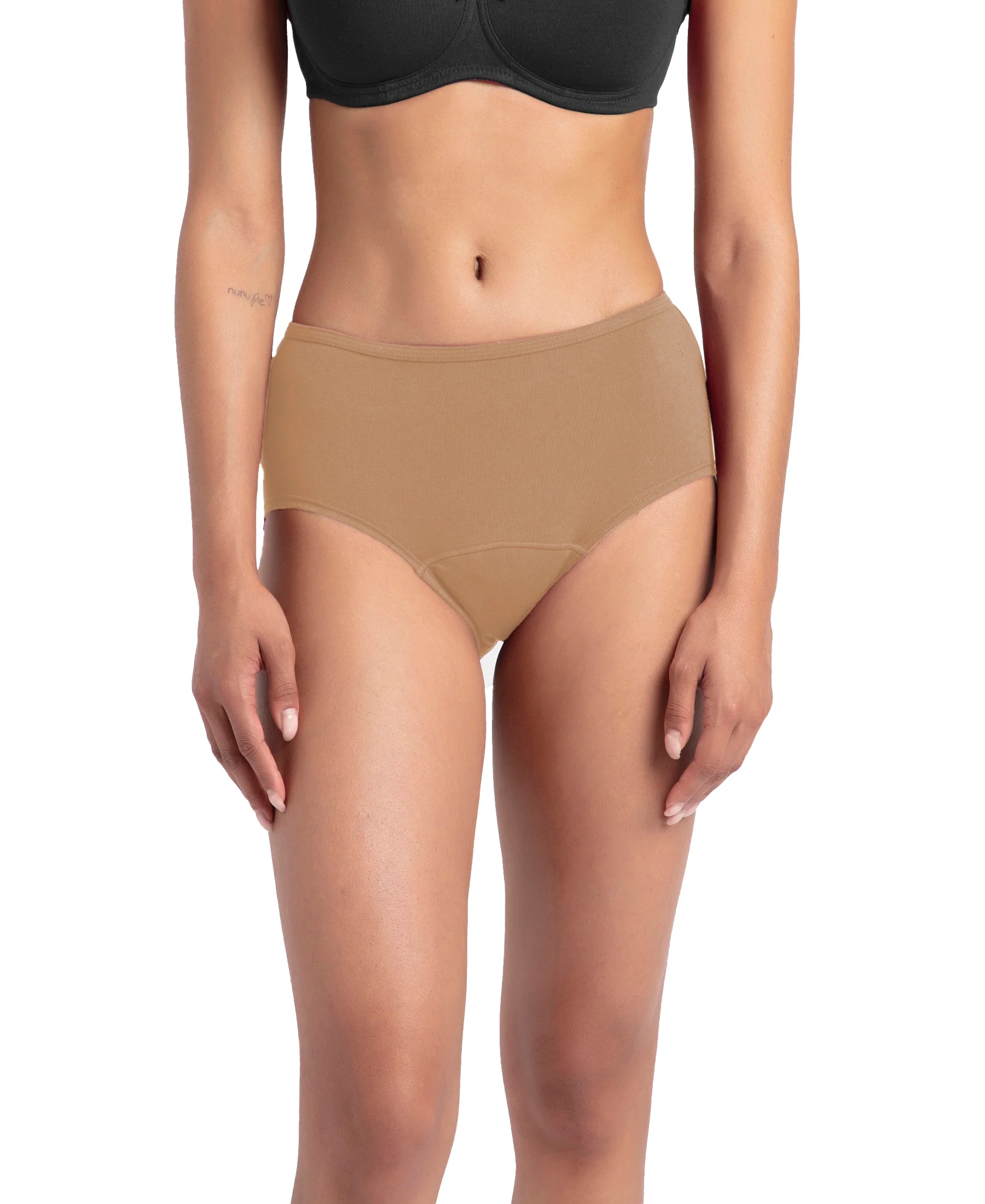 Super Combed Cotton Elastane Stretch Period Panty with Leak Proof Inner Absorbent Layer and StayFresh Treatment - Black & Desert Taupe (Pack of 2) - Image 6