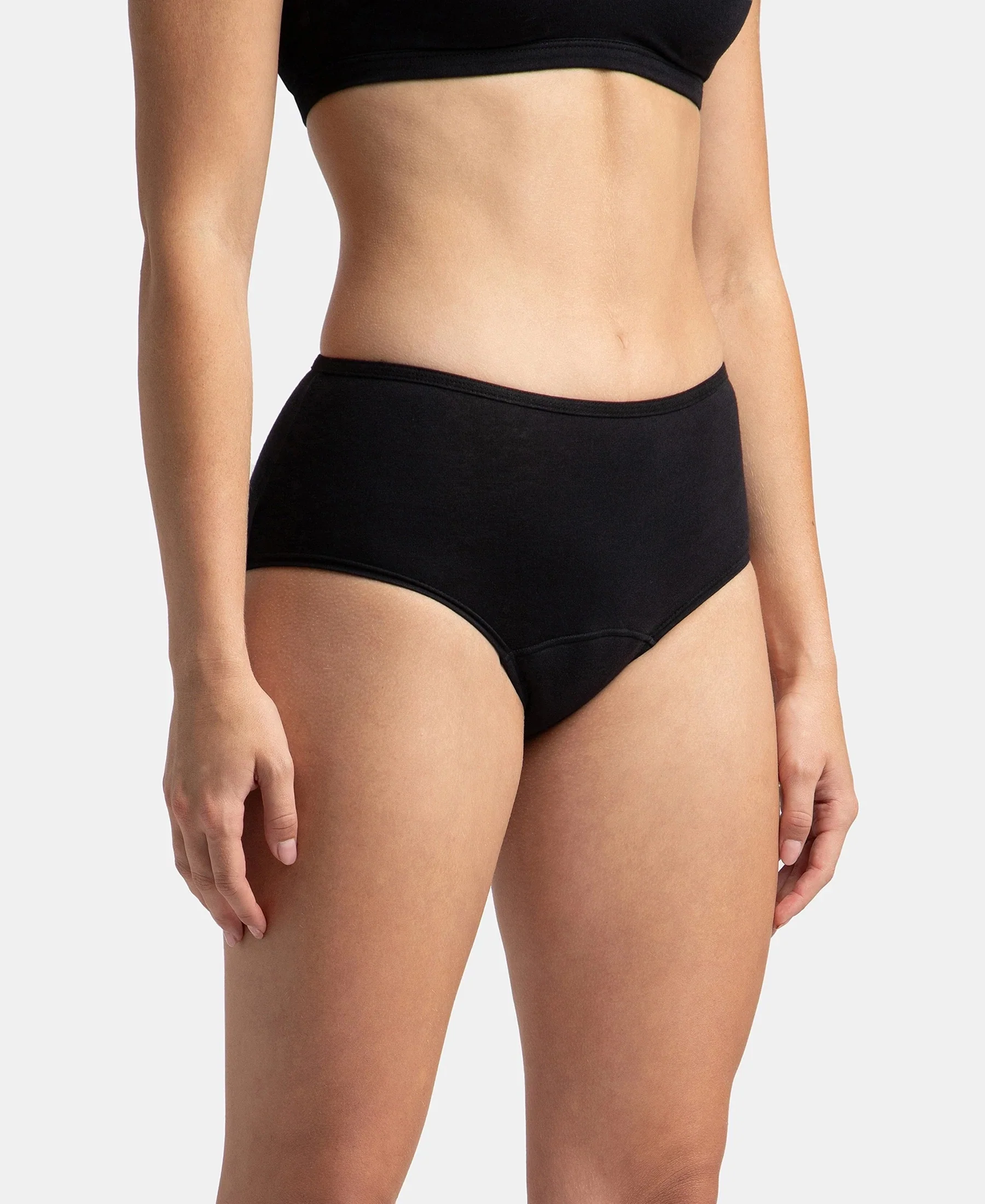 Super Combed Cotton Elastane Stretch Period Panty with Leak Proof Inner Absorbent Layer and StayFresh Treatment - Black & Desert Taupe (Pack of 2) - Image 7