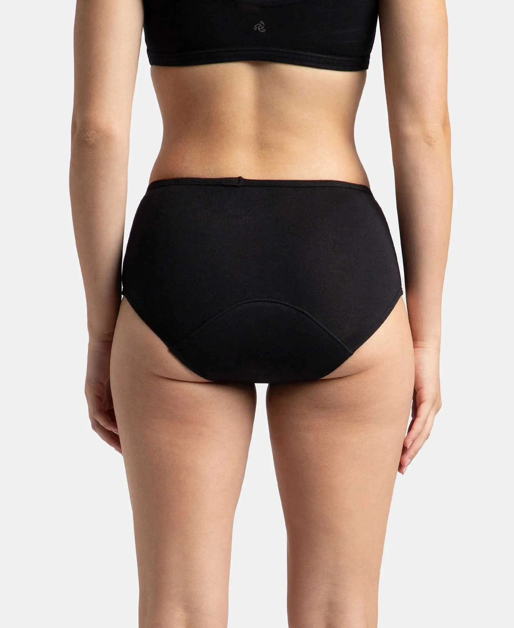 Super Combed Cotton Elastane Stretch Period Panty with Leak Proof Inner Absorbent Layer and StayFresh Treatment - Black (Pack of 2) - Image 6