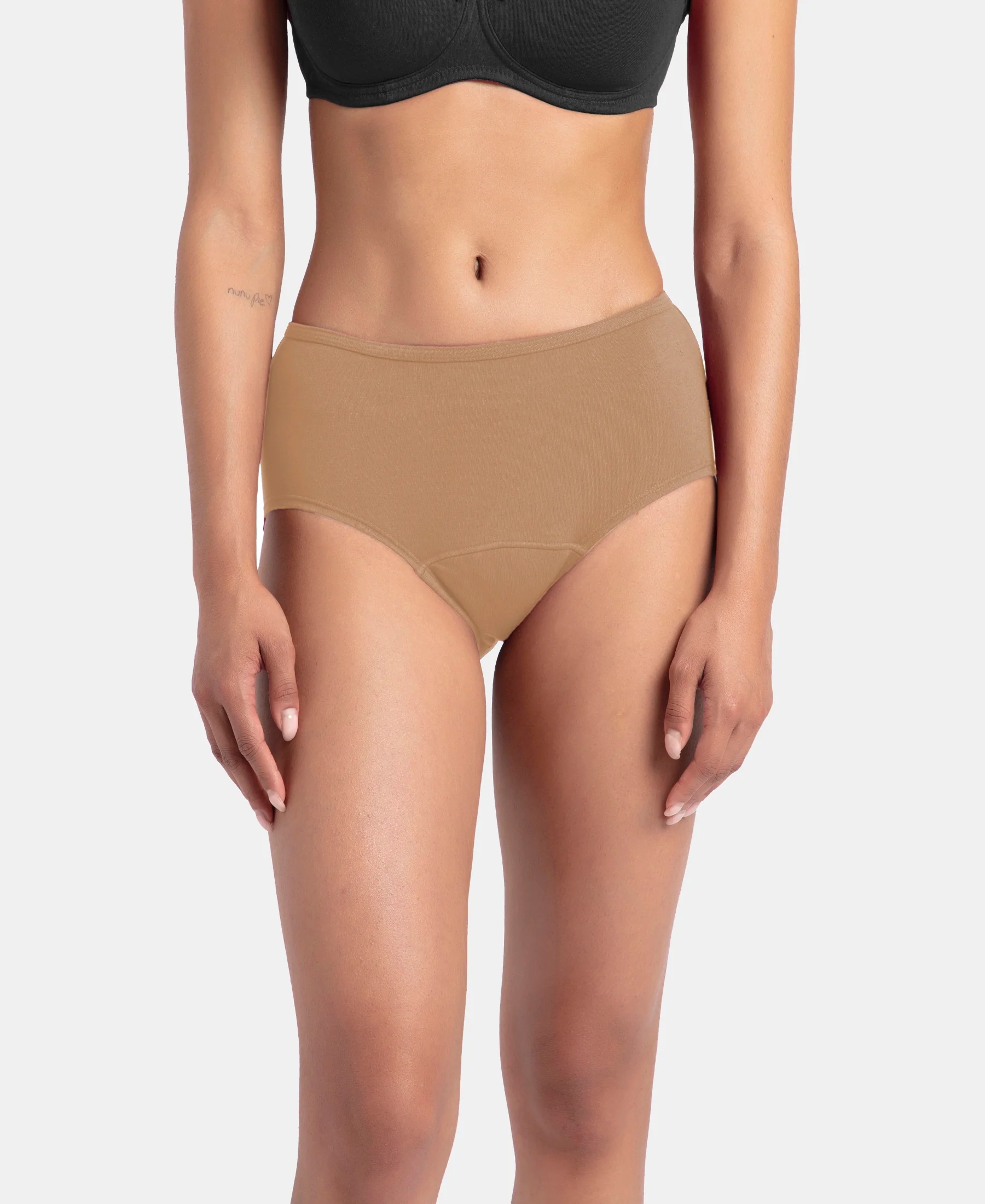 Super Combed Cotton Elastane Stretch Period Panty with Leak Proof Inner Absorbent Layer and StayFresh Treatment - Desert Taupe