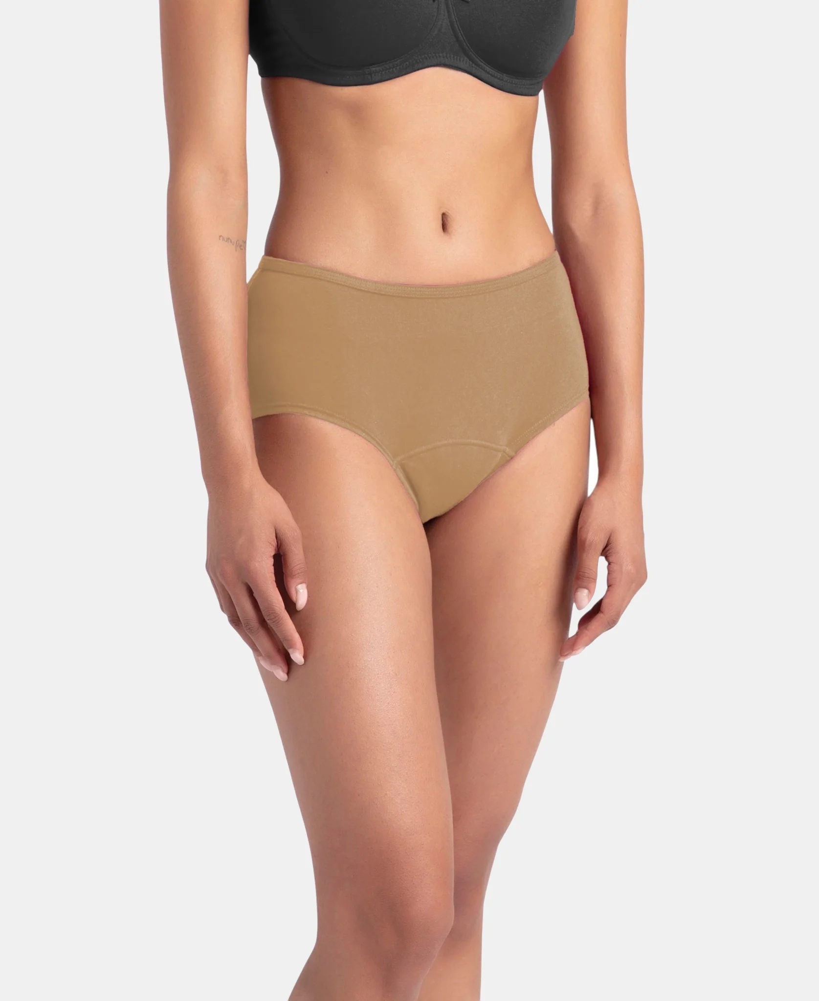 Super Combed Cotton Elastane Stretch Period Panty with Leak Proof Inner Absorbent Layer and StayFresh Treatment - Desert Taupe - Image 2