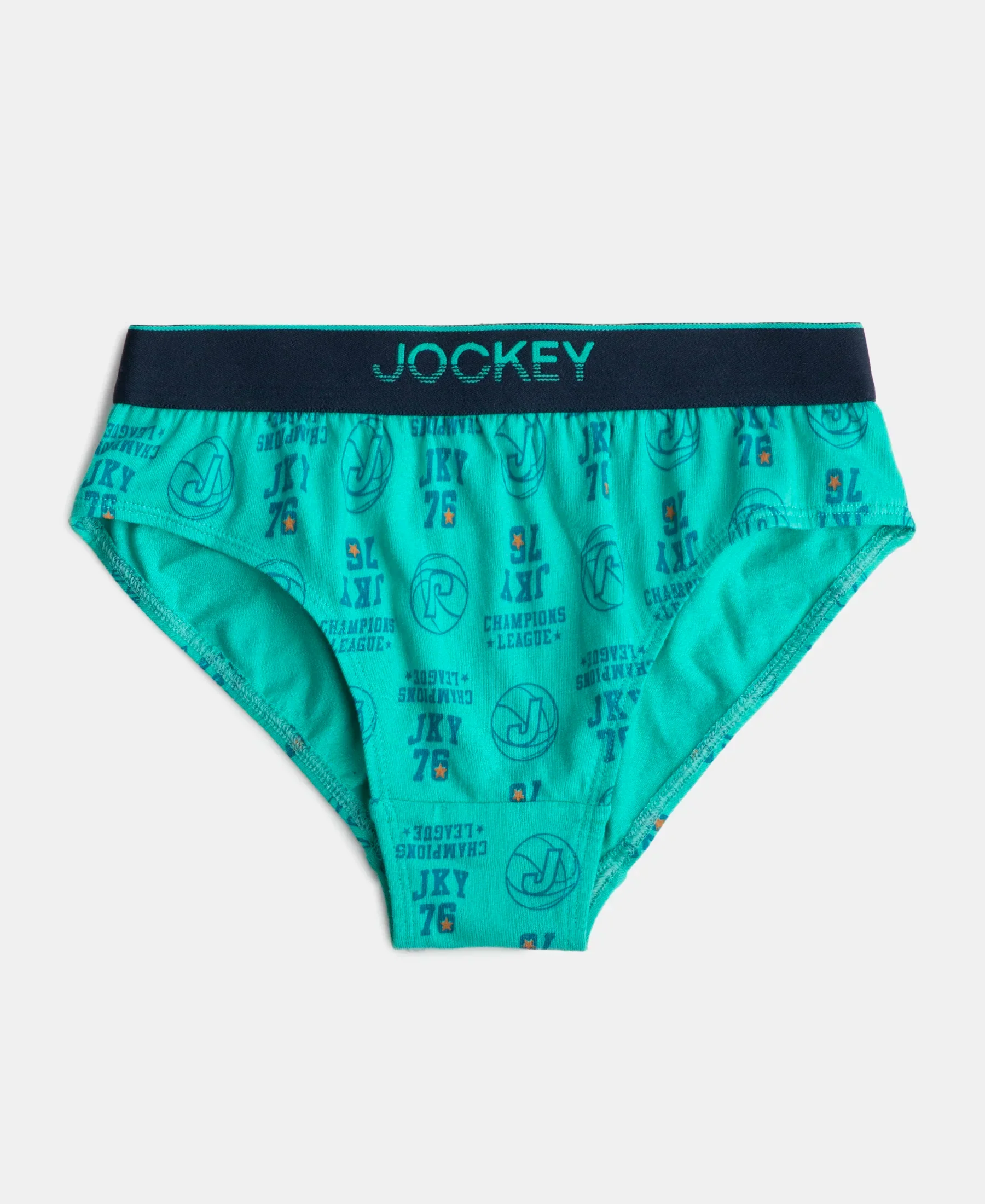Super Combed Cotton Elastane Stretch Printed Brief with Ultrasoft Waistband - Black & Billiard Green (Pack of 2) - Image 2