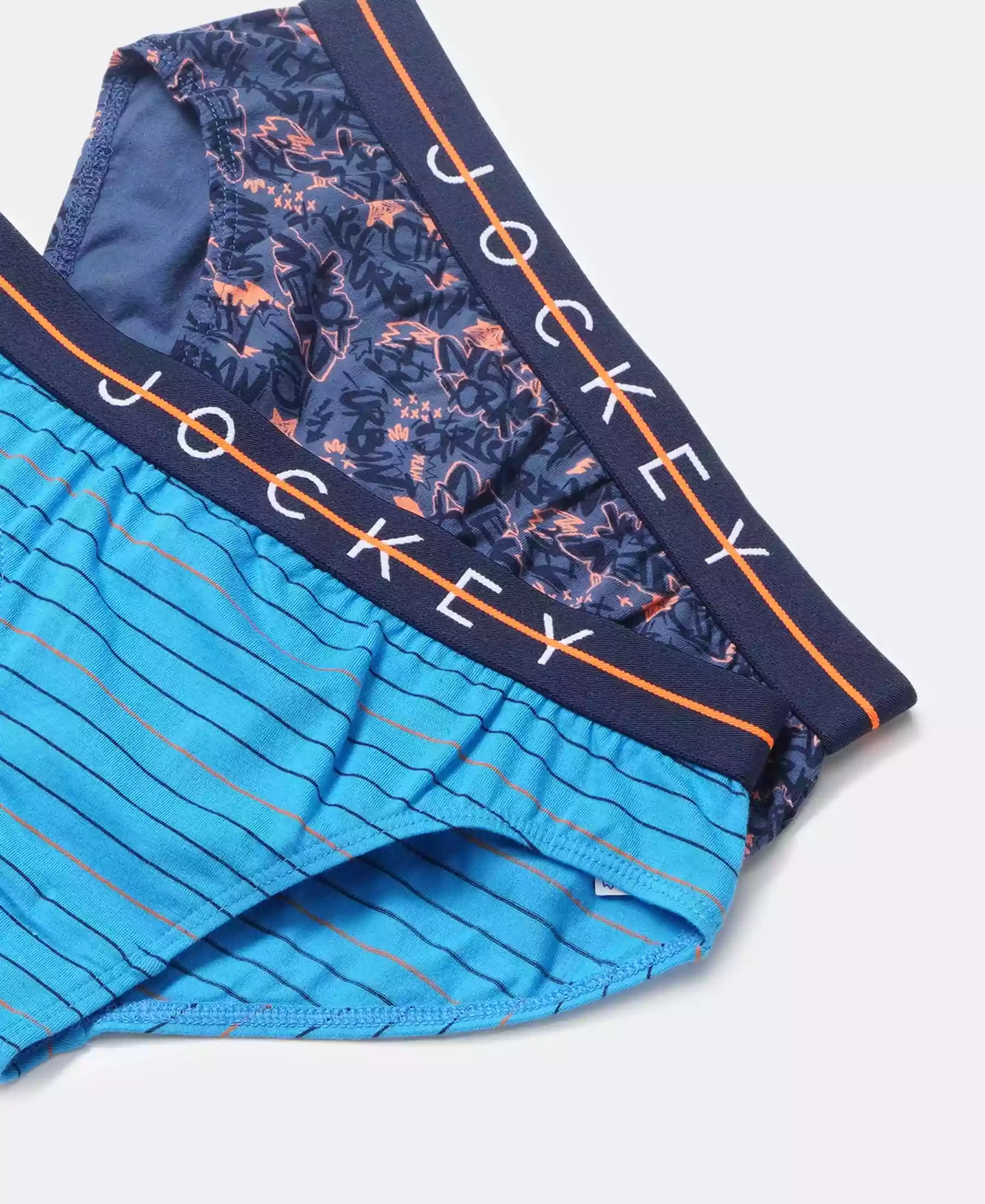 Super Combed Cotton Elastane Stretch Printed Brief with Ultrasoft Waistband - Malibu Blue - Ensign Blue (Pack of 2) - Image 4