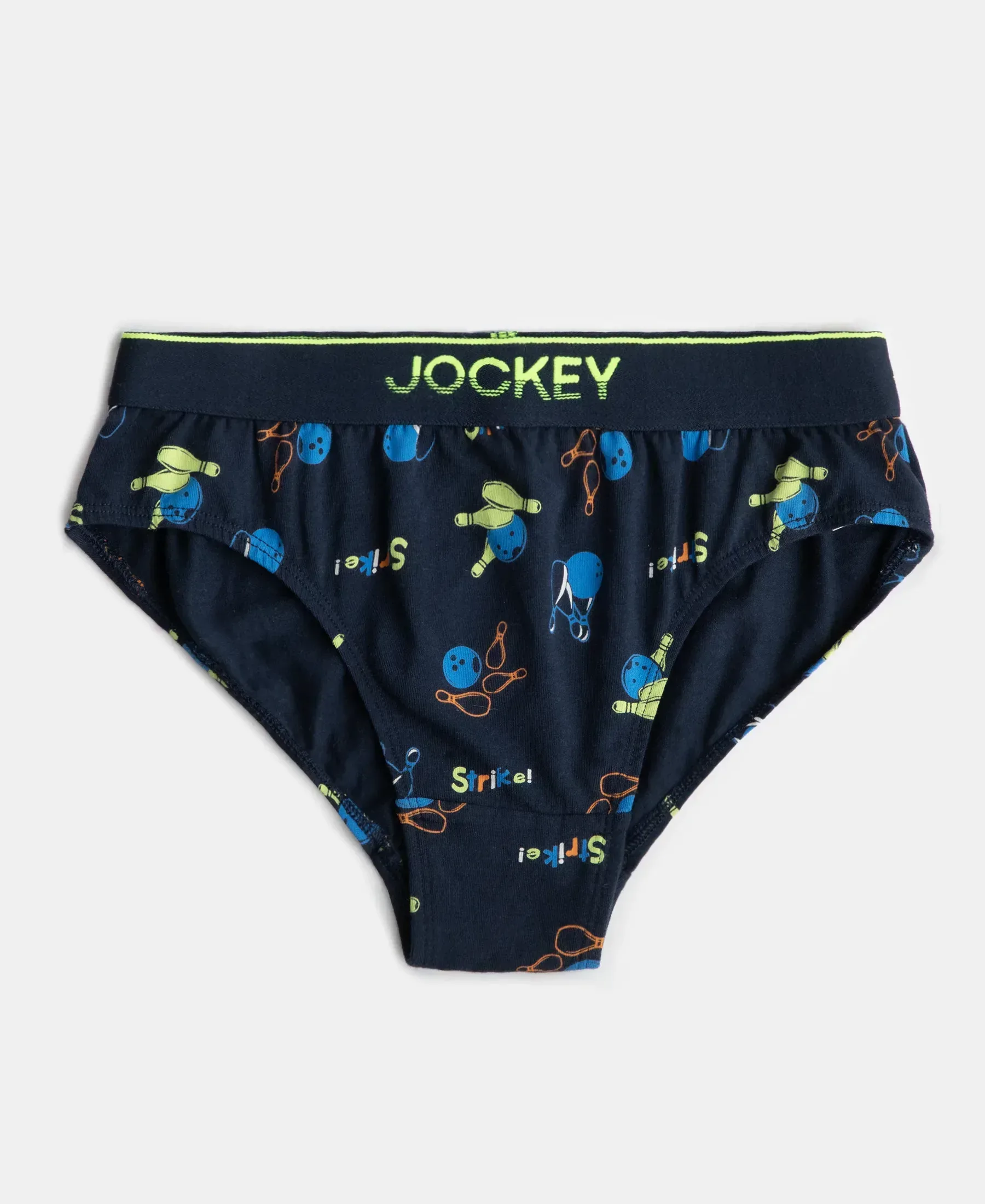 Super Combed Cotton Elastane Stretch Printed Brief with Ultrasoft Waistband - Navy & Billiard Green (Pack of 2) - Image 2