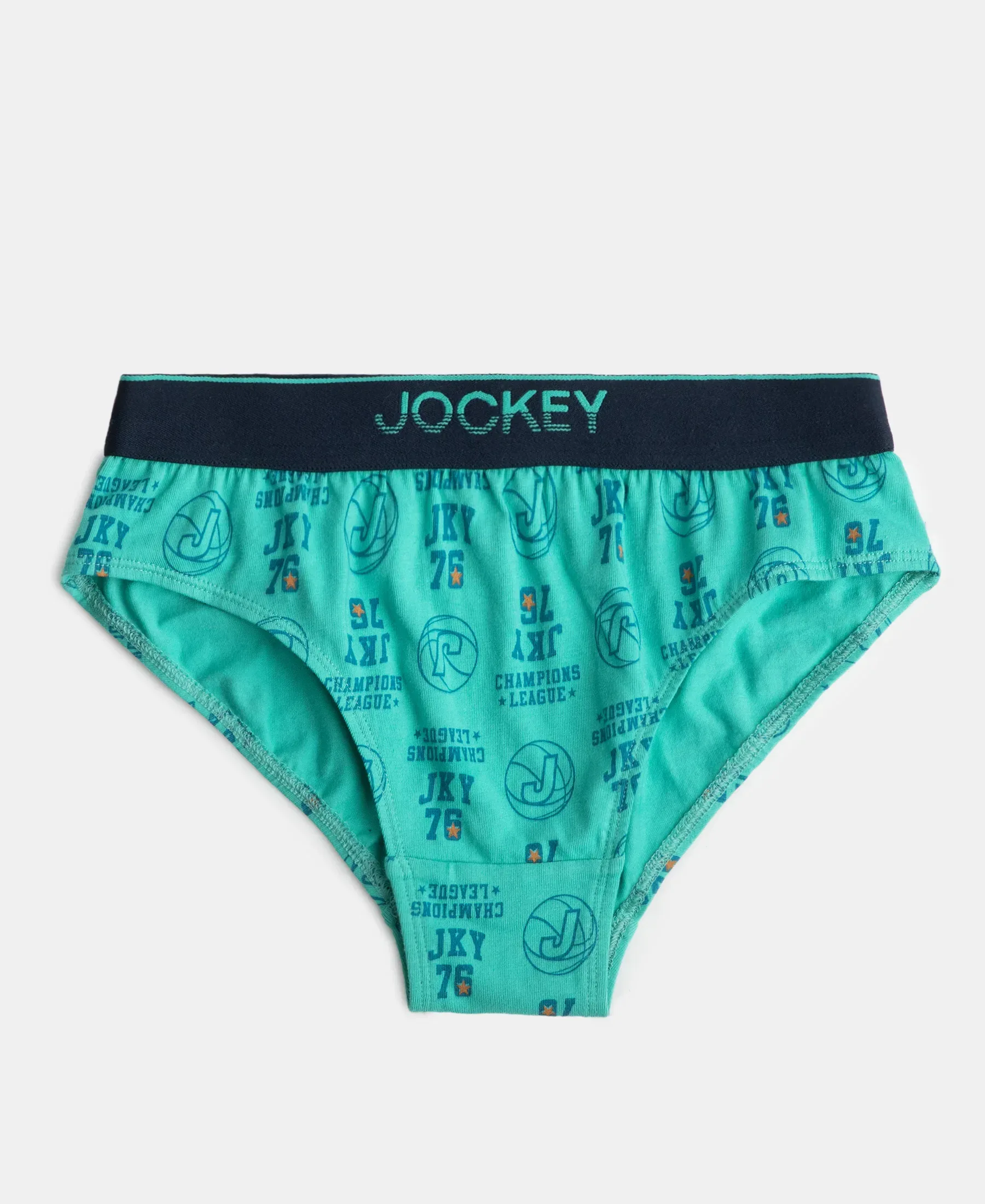 Super Combed Cotton Elastane Stretch Printed Brief with Ultrasoft Waistband - Navy & Billiard Green (Pack of 2) - Image 6