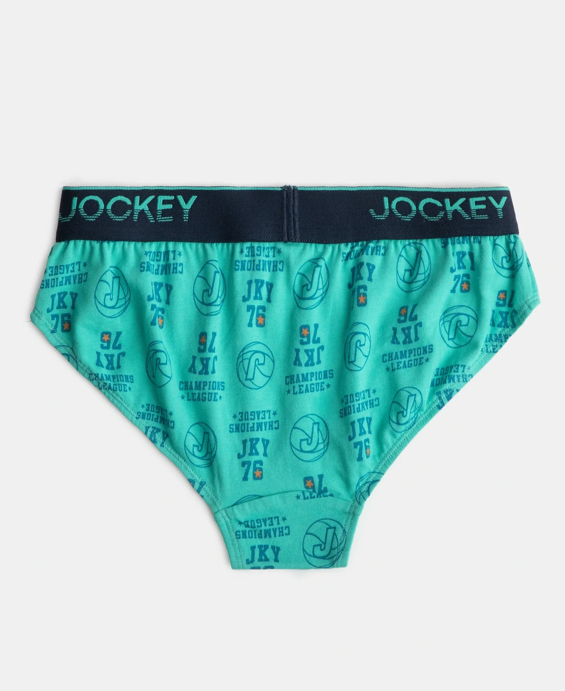 Super Combed Cotton Elastane Stretch Printed Brief with Ultrasoft Waistband - Navy & Billiard Green (Pack of 2) - Image 7