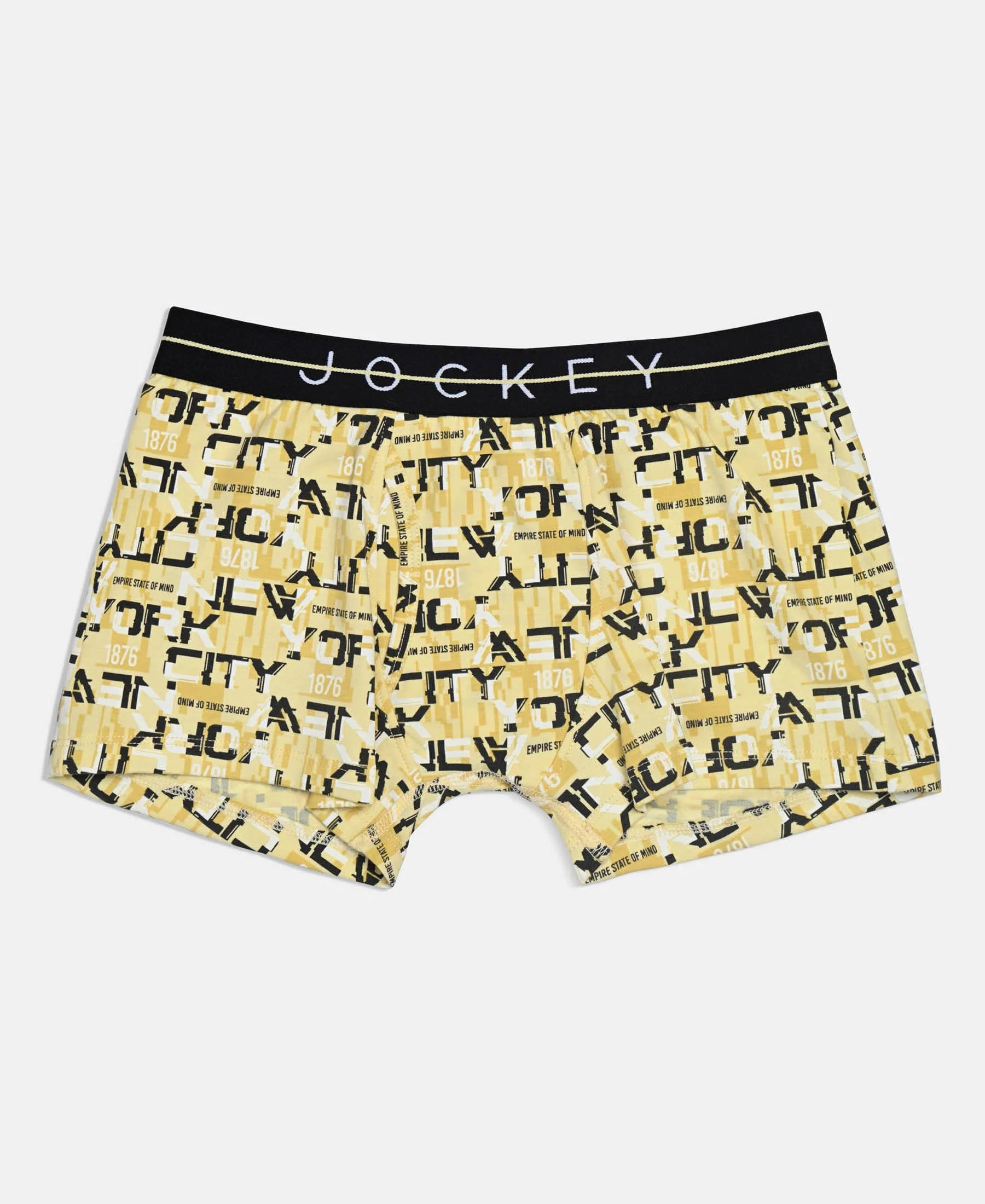 Super Combed Cotton Elastane Stretch Printed Trunk with Front Open Fly and Ultrasoft Waistband - Black & Mellow Yellow (Pack of 2) - Image 6