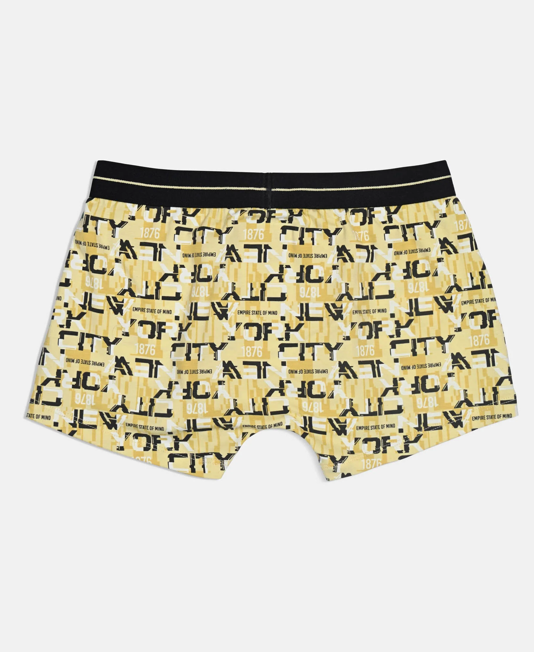 Super Combed Cotton Elastane Stretch Printed Trunk with Front Open Fly and Ultrasoft Waistband - Black & Mellow Yellow (Pack of 2) - Image 7